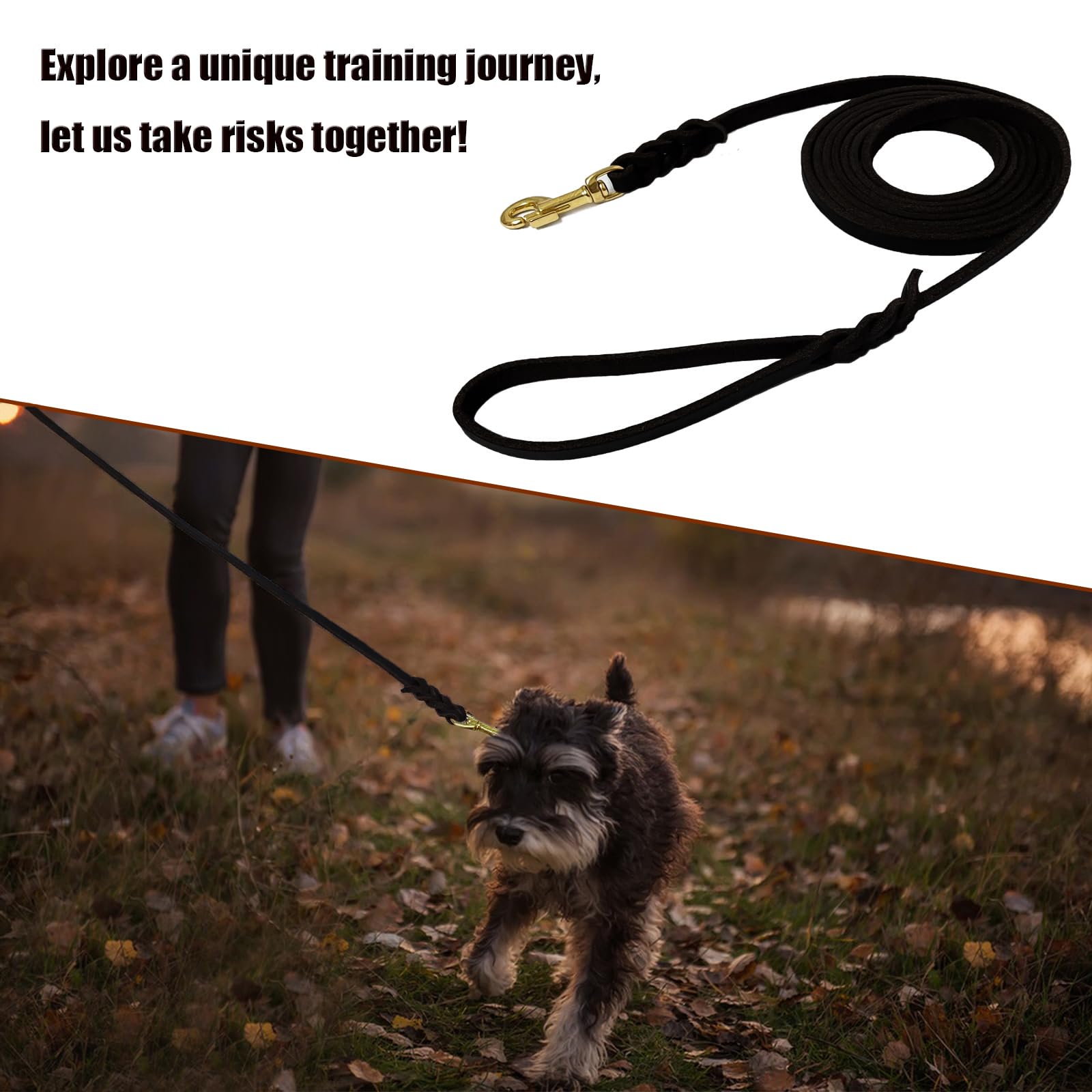 Lwbmg Long Leather Dog Leash 30Ft,Long Line Pet Leashes,Strong Sturdy Genuine Leather Braided Dog Lead, Soft And Comfortable Lea