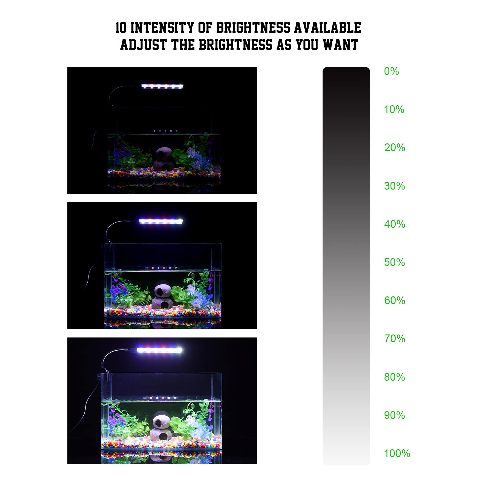 Aquarium Light For Fish Tank Clip On Led Fish Tank Light For 5 Gallon, Aquarium Light For Plants With Timer And Dimmer, White Blue Red Leds 7W