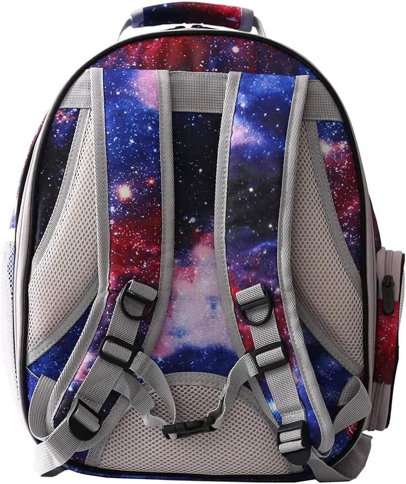 Galaxy Blue Cat Bubble Backpack, Back Extension Space Capsule Astronaut Clear Window Fit Up To 12 Pounds Cat, Vet Transport Carr