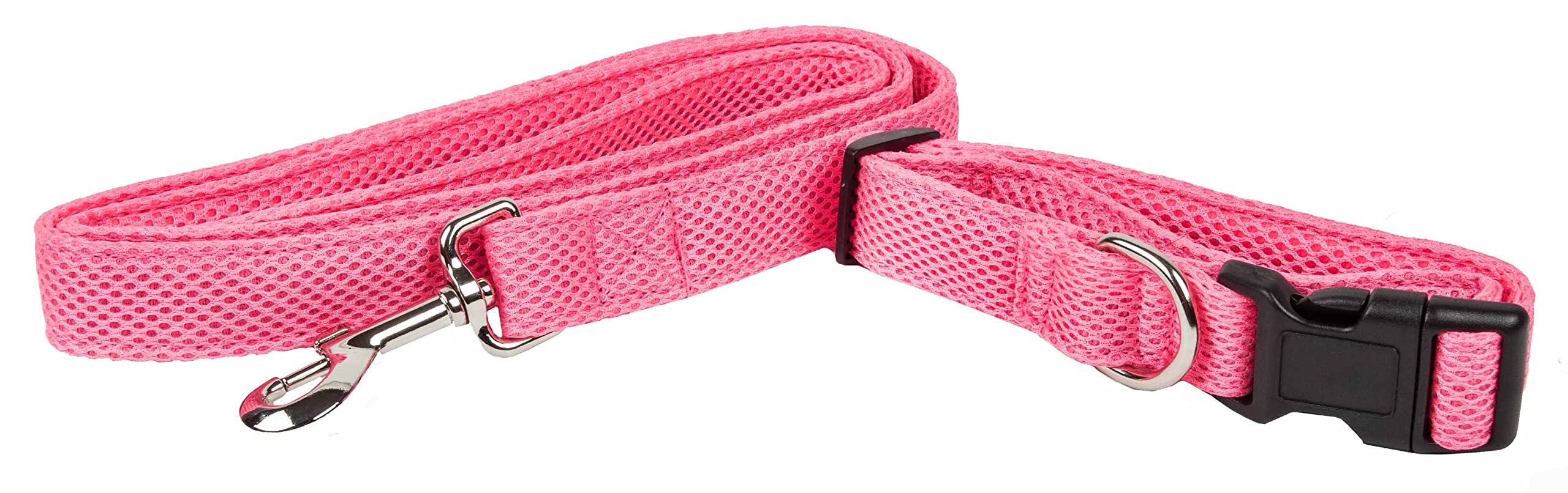 Pet Life Aero Mesh 2-In-1 Dual Sided Comfortable And Breathable Adjustable Mesh Dog Leash-Collar, Medium, Pink (Clsh14Pkmd)