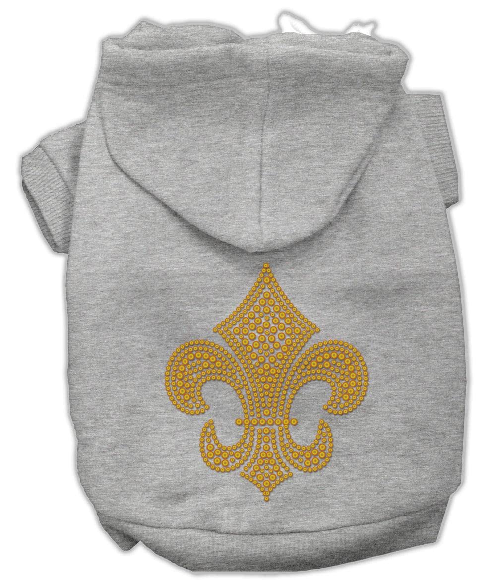 Mirage Pet Products 8-Inch Gold Fleur De Lis Hoodie, X-Small, Pink