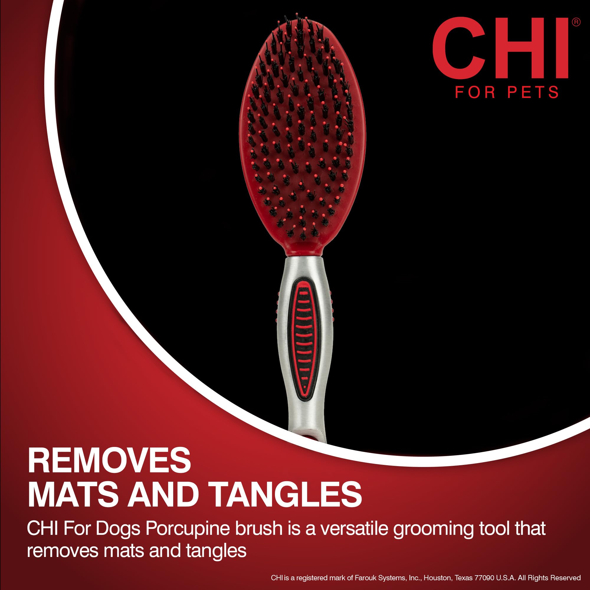 CHI Dog Brush for, Porcupine Brush for Dogs - Grooming Tools for Dogs & Puppies, Removes Mats and Tangles, Ionic Technology, Erg