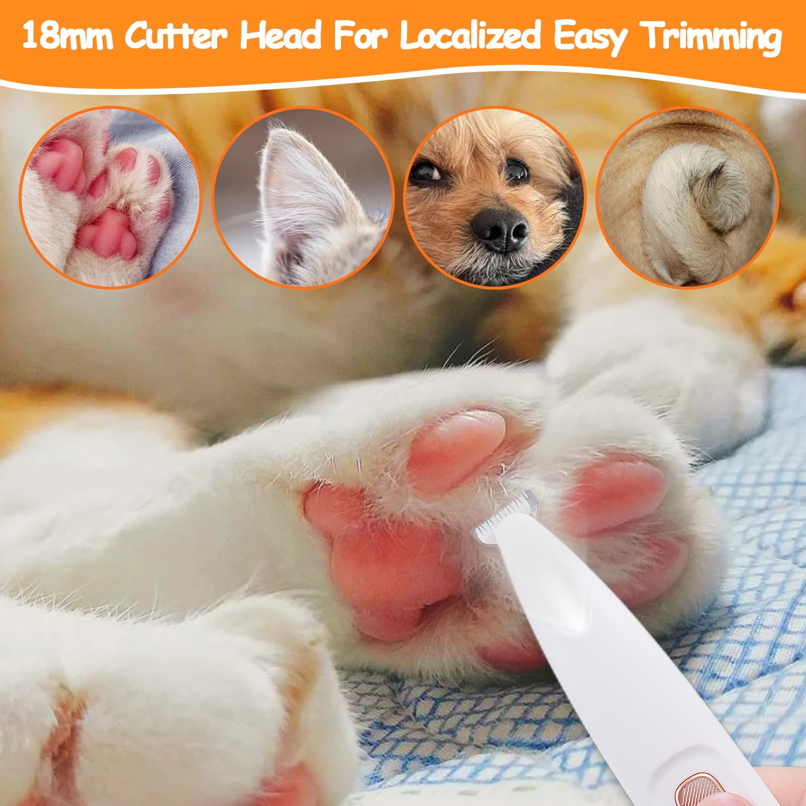 Aiersa Pet Micro Precision Trimmer, Led Lighted Dog Paw Trimmer, Quiet & Waterproof, Electric Paw Clippers For Large/Small Dogs