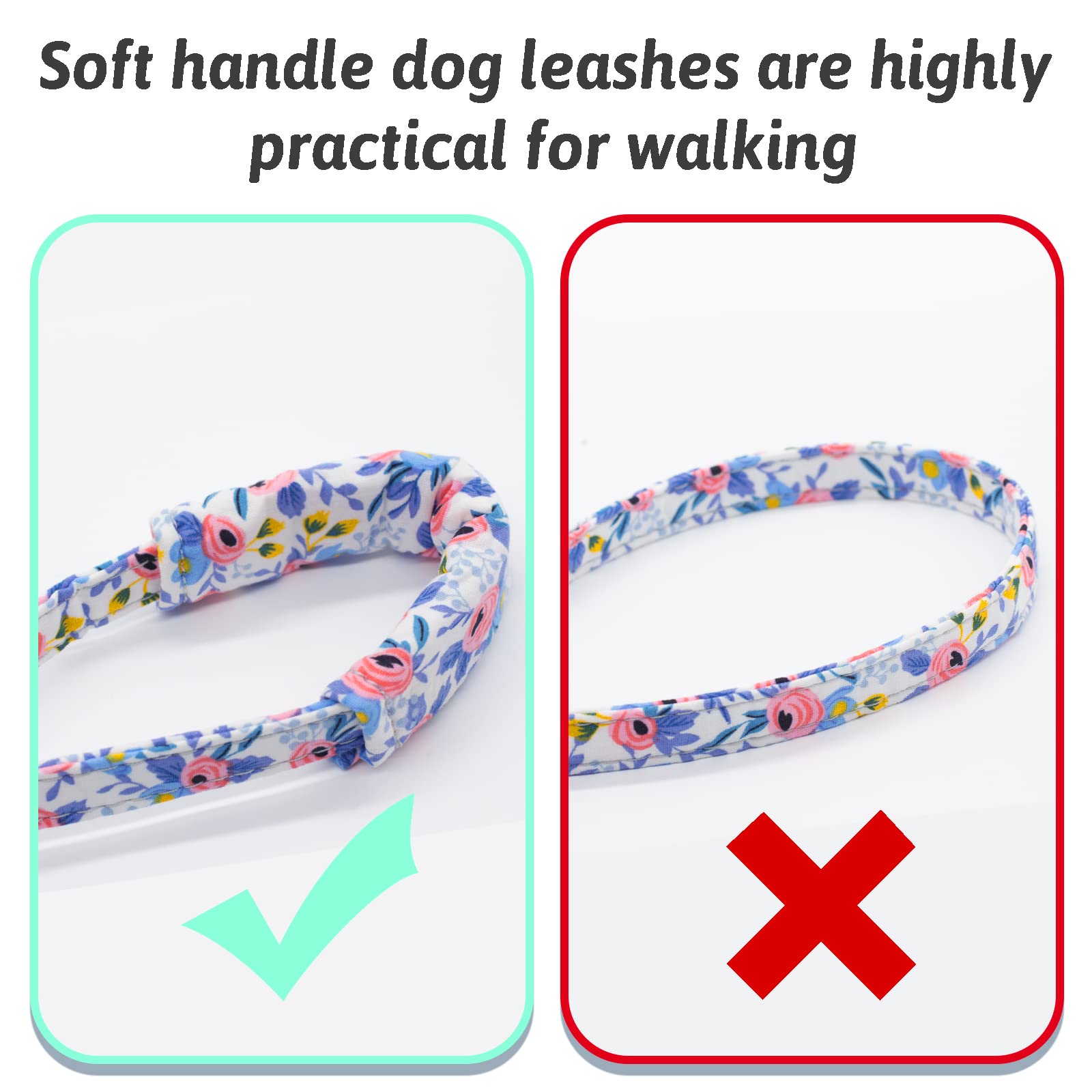 HSIGIO Dog Collar and Leash Set Girls Adjustable Puppy Collars with Floral Bow Tie for Small Medium Large Female Dogs, Blue Flow