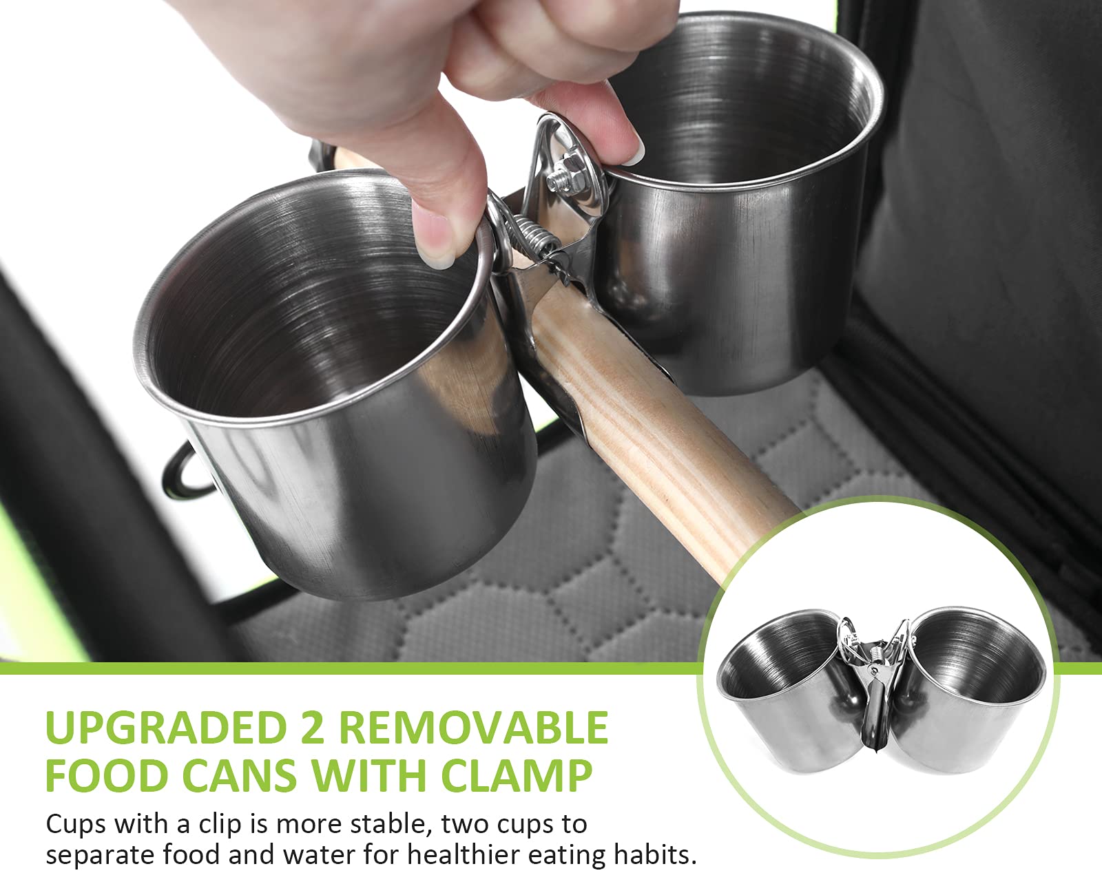 Pecute Bird Carrier Backpack, Parrots Bird Backpack with Visible Window, Adjustable Height Standing Perch, Feeding Cans, Waterpr