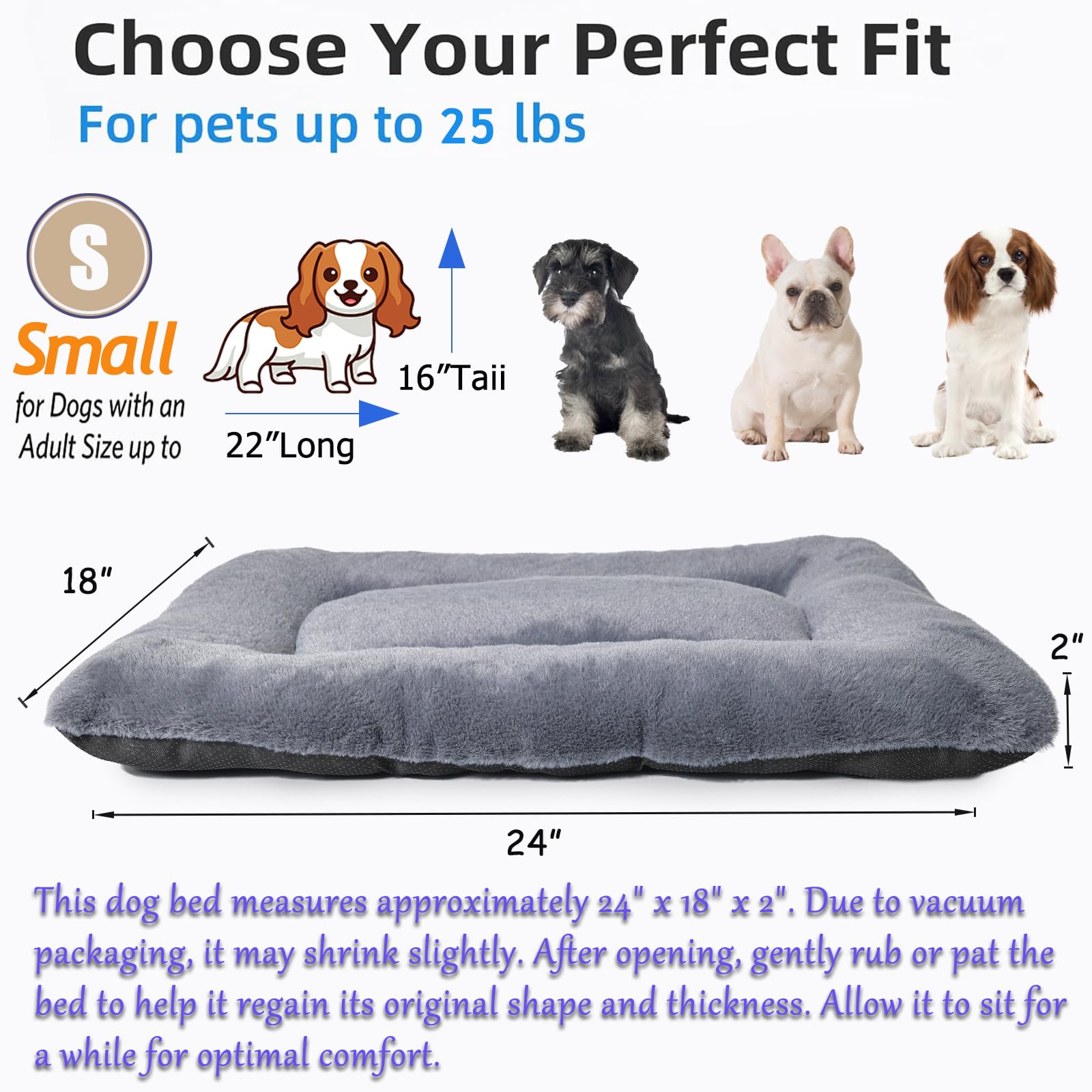24 Inch Dog Crate Bed Washable Extra Soft For Crates Or Cages,Comfy Fluffy Dog Beds Kennel Pad For Small Dogs And Cat Cozy Sleep