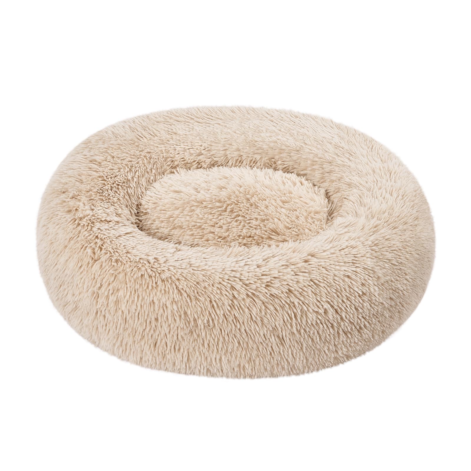 Amazon Basics Donut Pet Bolster Faux Fur Bed for Dog, Beige, 23'' x 23''
