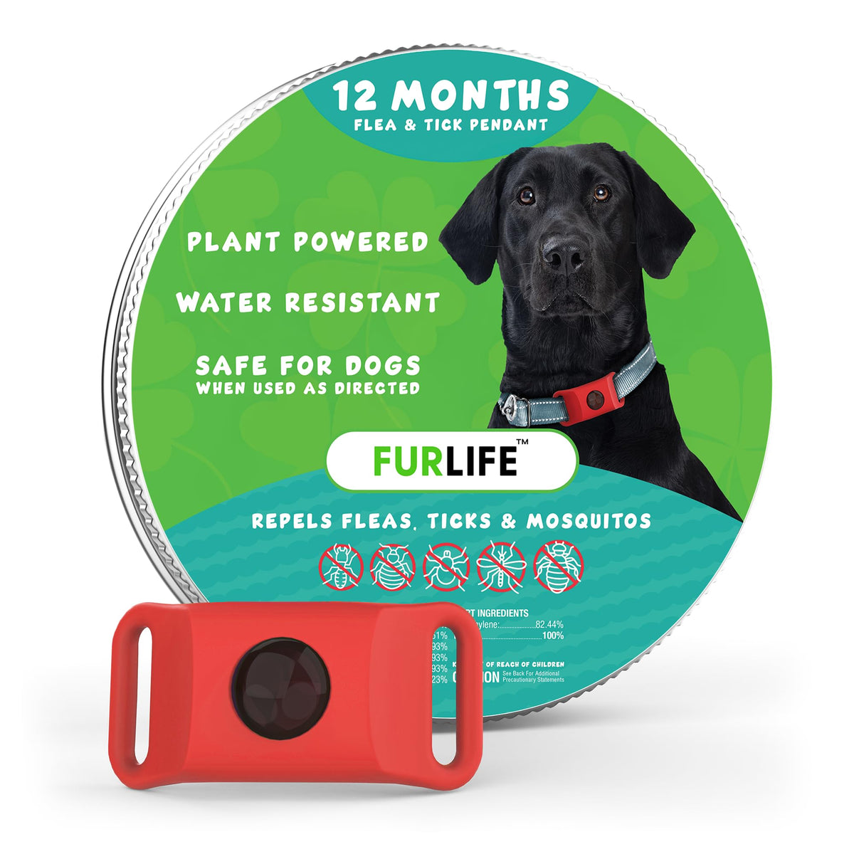 Furlife Red Dog Tag, Flea And Tick Prevention For Dogs - Waterproof Pe ...