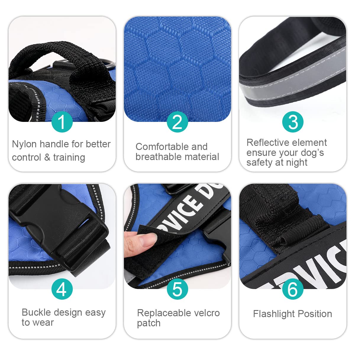 Mumupet Service Dog Harness, No Pull Easy On And Off Pet Vest Harness, 3M Reflective Breathable & Easy Adjust Pet Halters With Nylon Handle - No More Tugging Or Choking For Small Medium Large Dogs