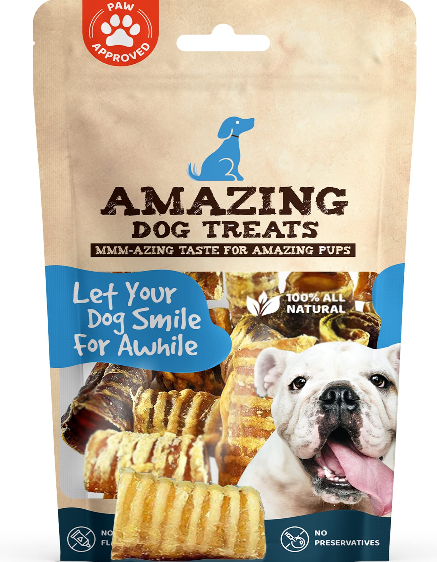 Amazing Dog Treats - Beef Trachea Rings (3-4 Inch, 12 Count) -Premium Dog Chews- Great for Small Size Dogs - Excellent Source of