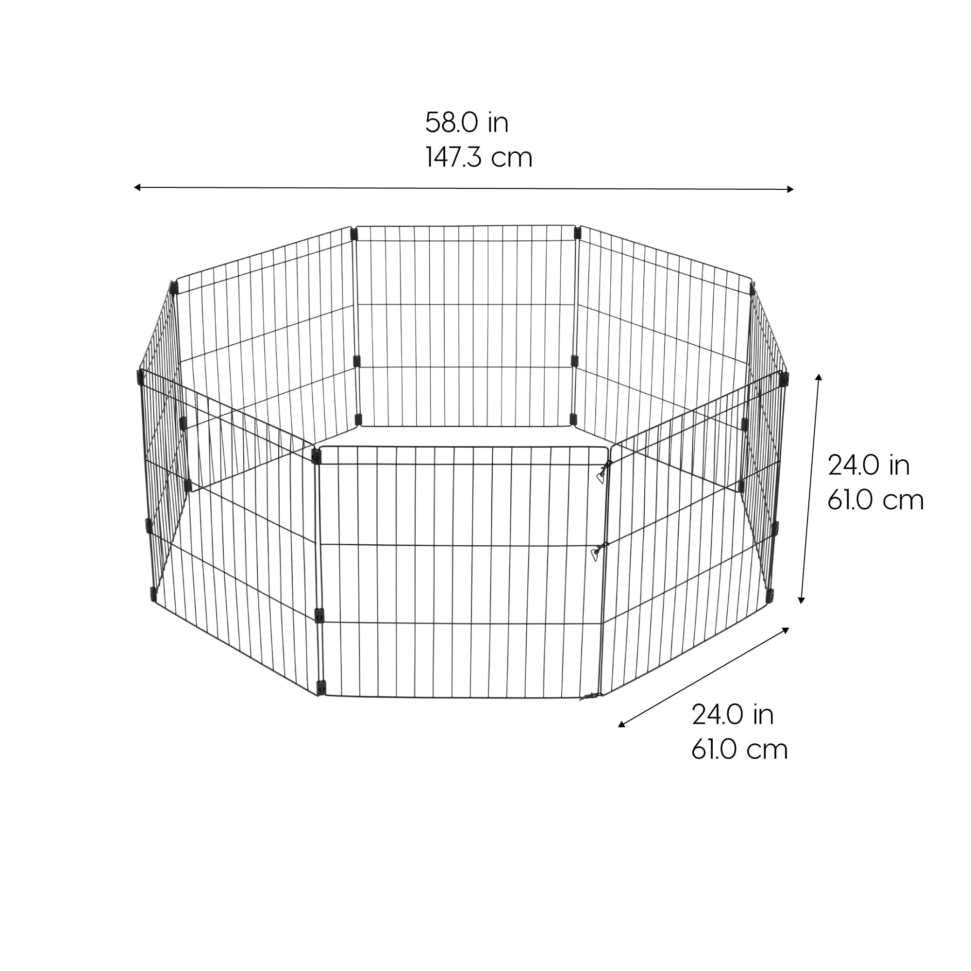 Iris Usa Metal Dog Playpen, 8-Panel 24'' Pet Playpen, Puppy Playpen, Indoor/Outdoor Dog Fence, 58 X 58 X 24, Foldable, Customiza