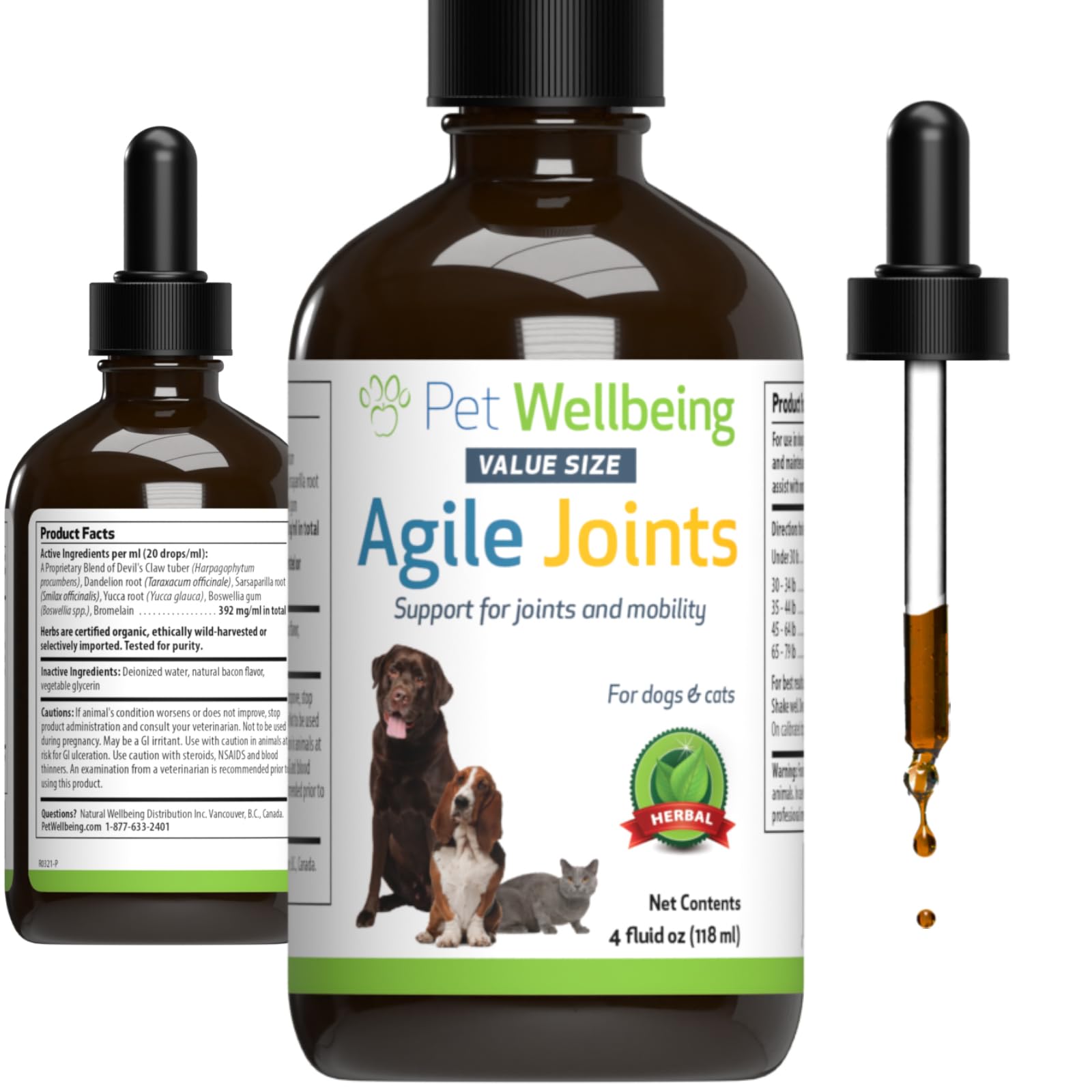 Pet Wellbeing Agile Joints for Dogs - Hip and Joint Health, Mobility, Devils Claw, Boswellia, Joint Ligament and Cartilage - Vet
