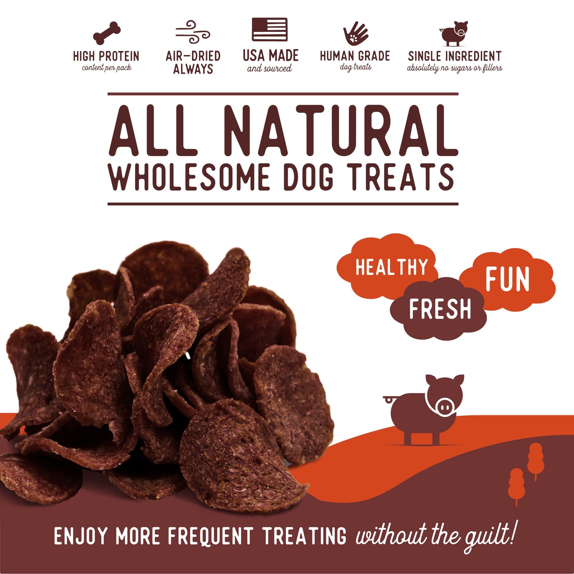Beg & Barker Pork Chips for Dogs (8 Ounce, Pack of 1) - Single Ingredient Dog Treats Made for Large & Small Dogs Protein Human G