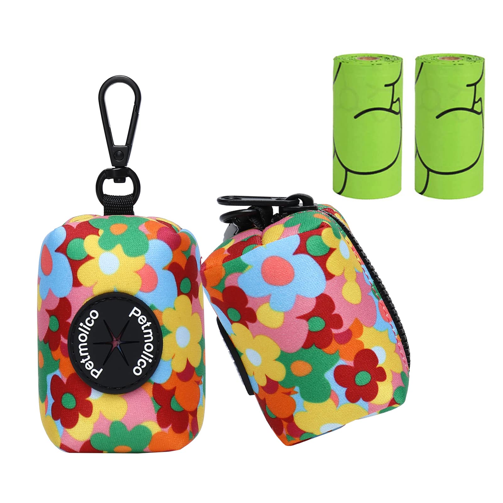 Petmolico Dog Poop Bag Holder Leash Attachment, Pet Waste Bag Dispenser Zippered Pouch, Fits Any Leash, Includes Free Roll Of Do