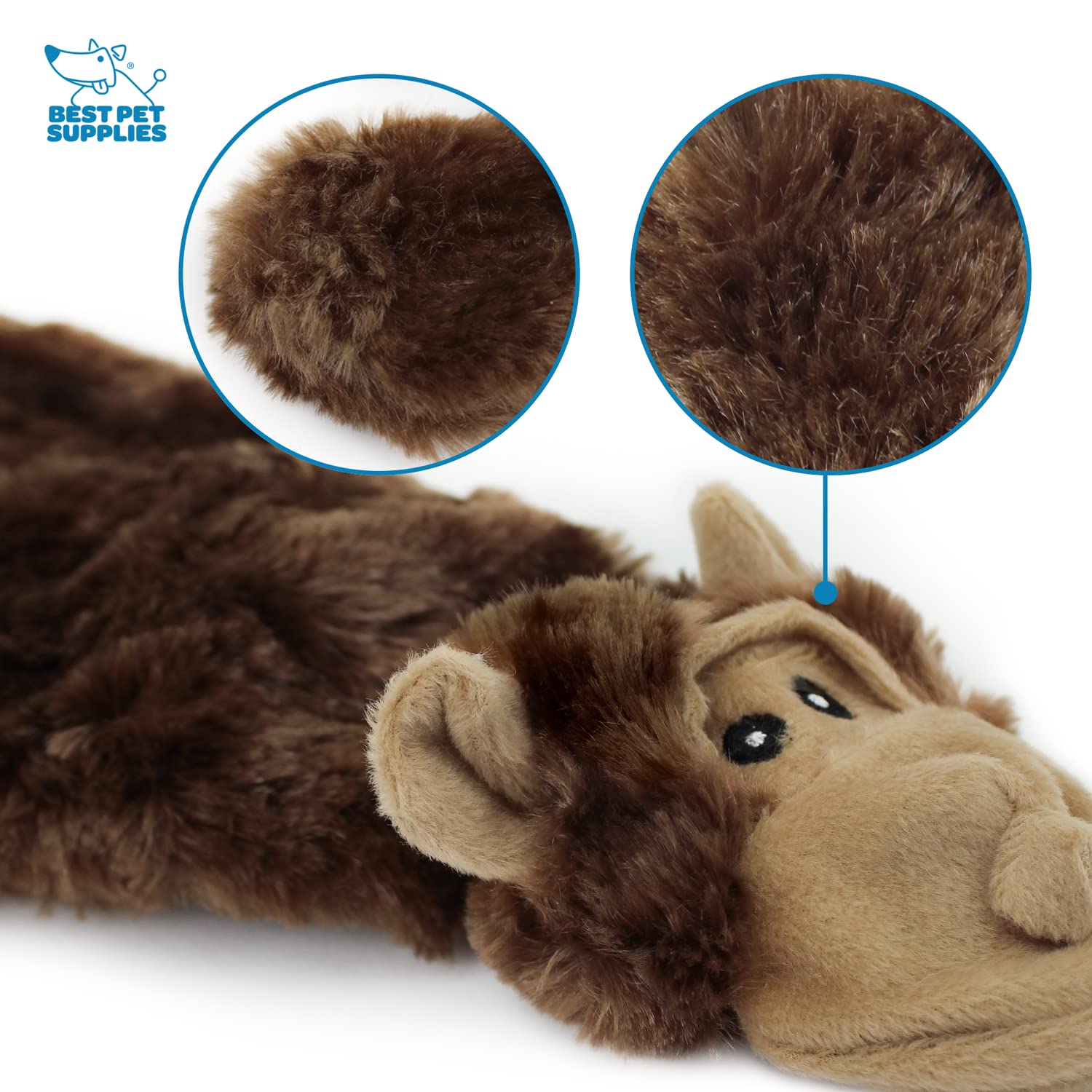 Best Pet Supplies 2-In-1 Stuffless Squeaky Dog Toys With Soft, Durable Fabric For Small, Medium, And Large Pets, No Stuffing For Indoor Play, Supports Active Biting And Play - Cow, Monkey, Small