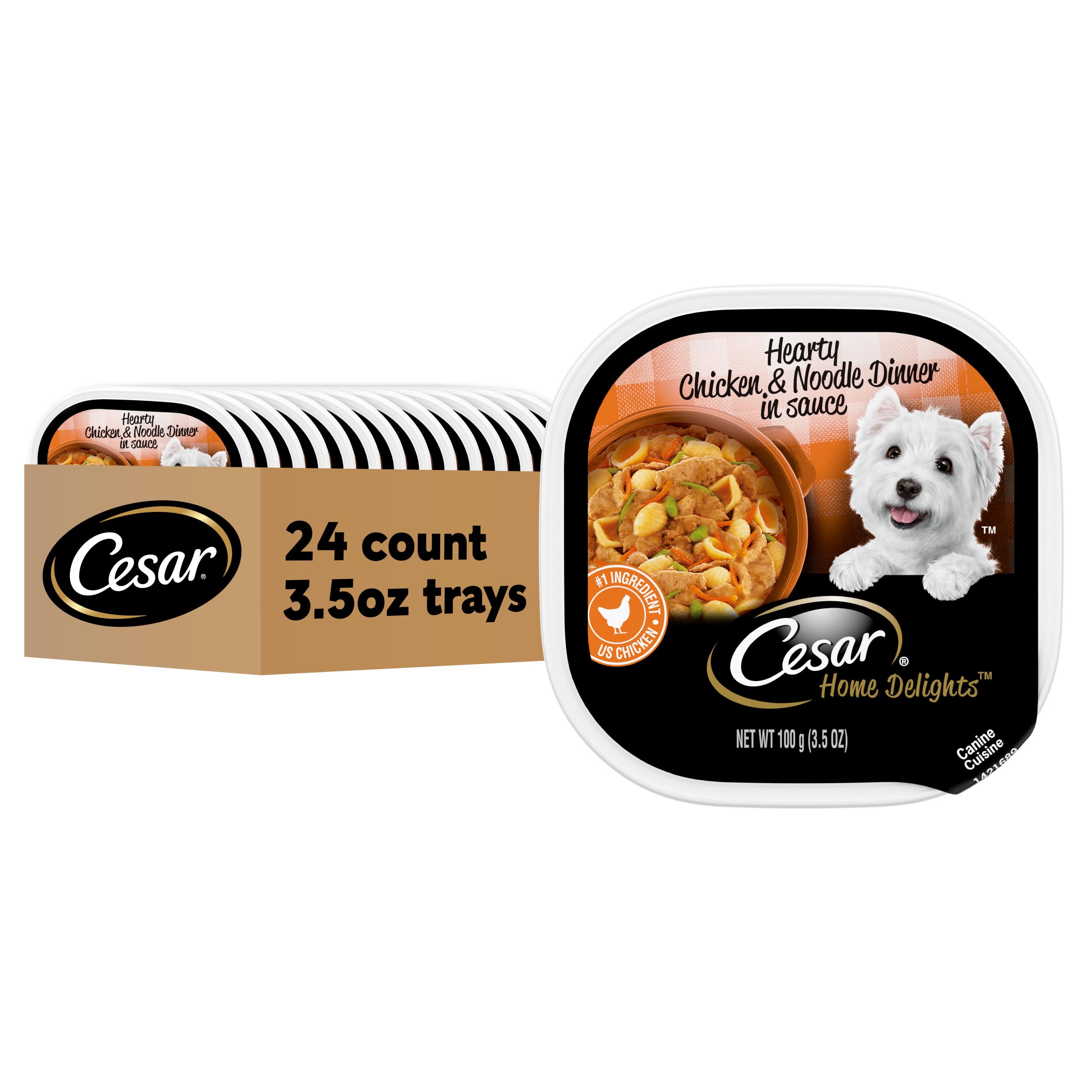 Cesar Home Delights Adult Wet Dog Food, Hearty Chicken & Noodle Dinner in Sauce, 3.5 oz. (24 Count, Pack of 1)