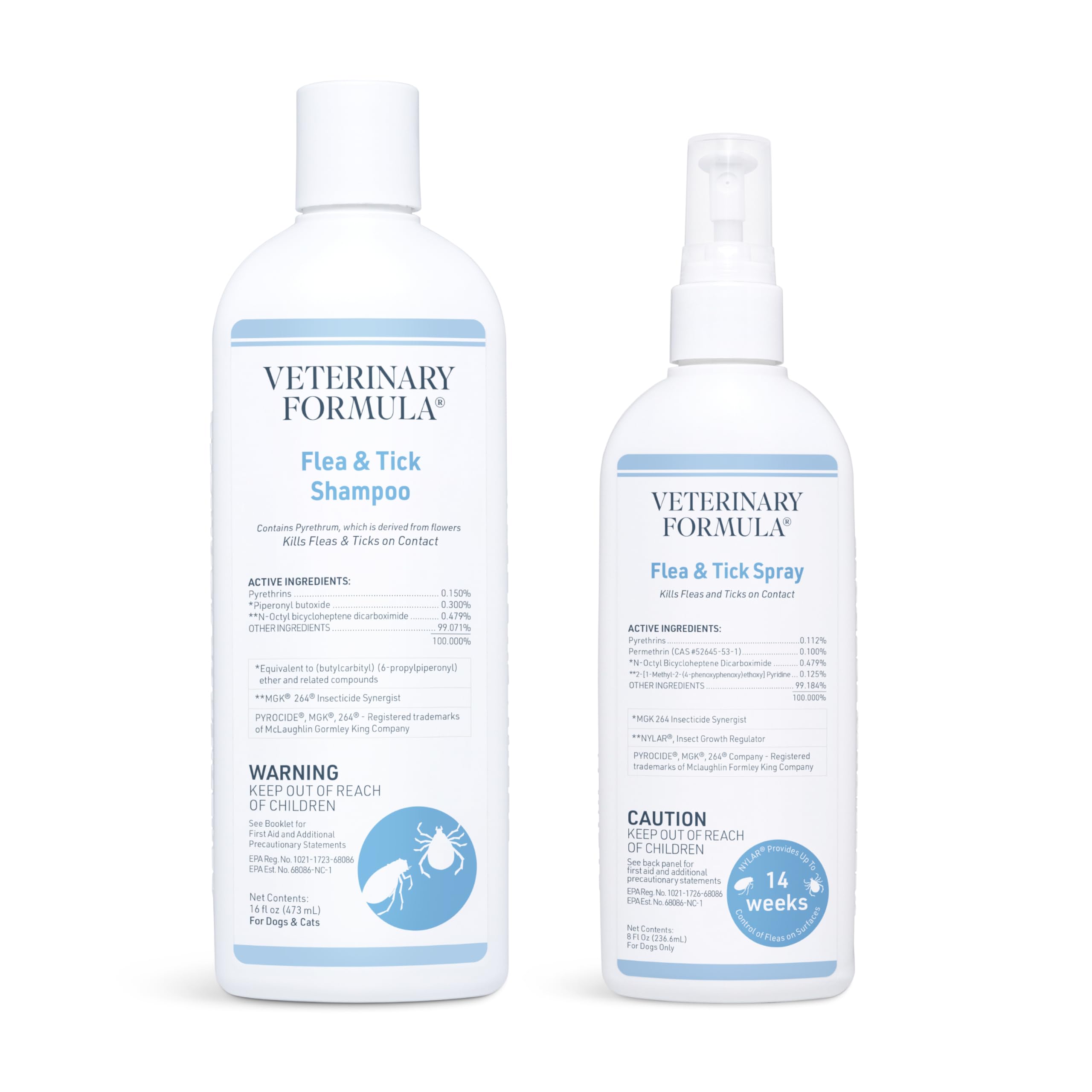 Veterinary Formula Flea and Tick Bundle - Prevention Spray for Dogs, 8 oz + 16 oz Shampoo for Dog Flea & Tick Control