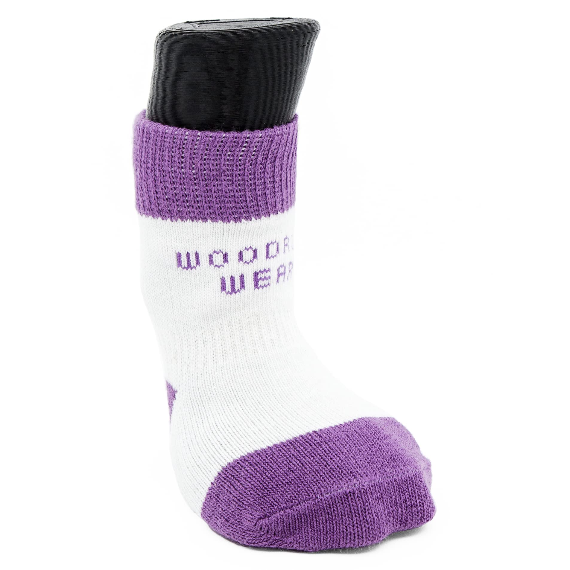 Woodrow Wear, Power Paws Original Dog Socks, Purple White Stripe, XS, Fits 12-25 pounds