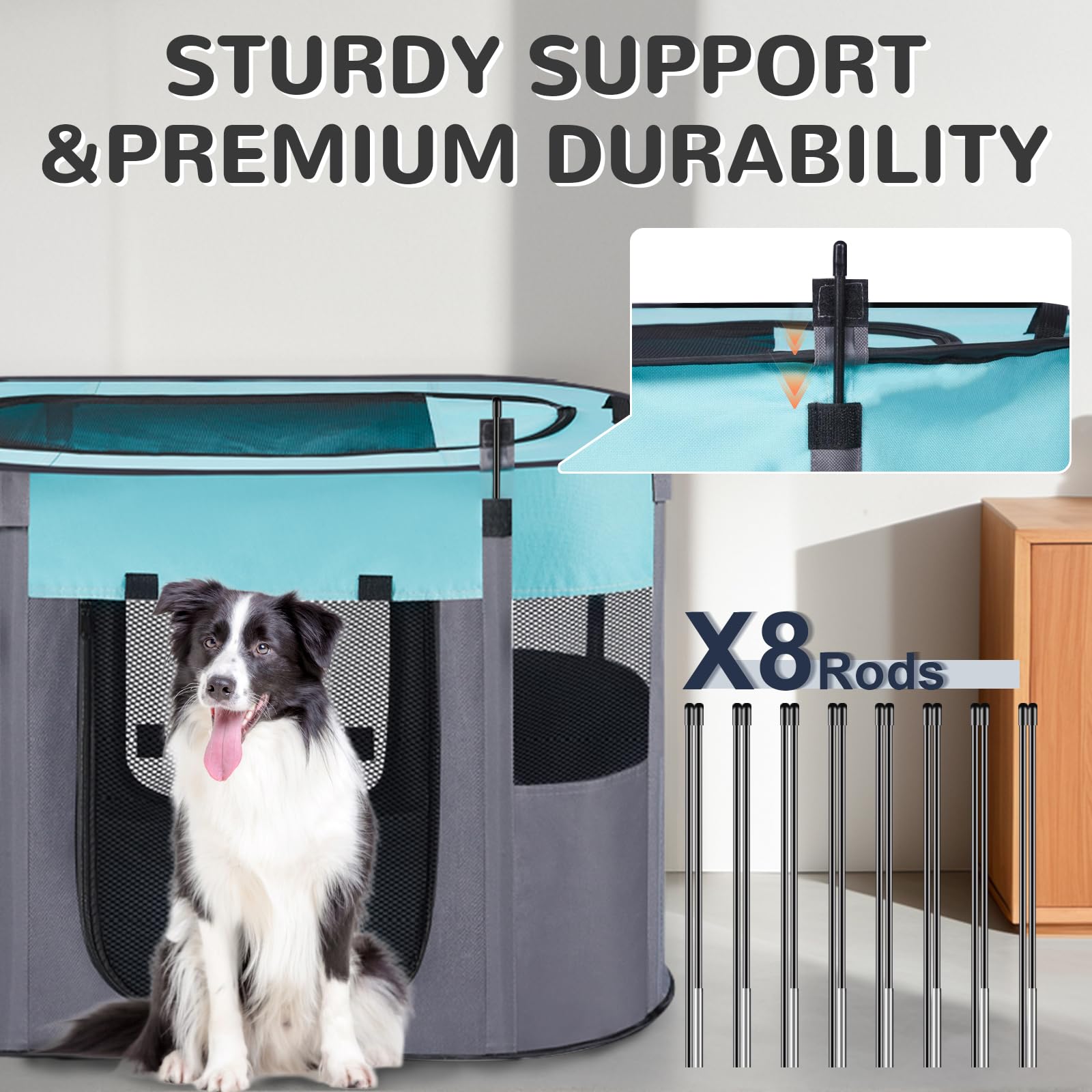 Portable Dog Cat Playpen with Waterproof Pad,Collapsible Pet Puppy Kitten Crate,Foldable Small Animals Kennel Cage for Indoor Ou