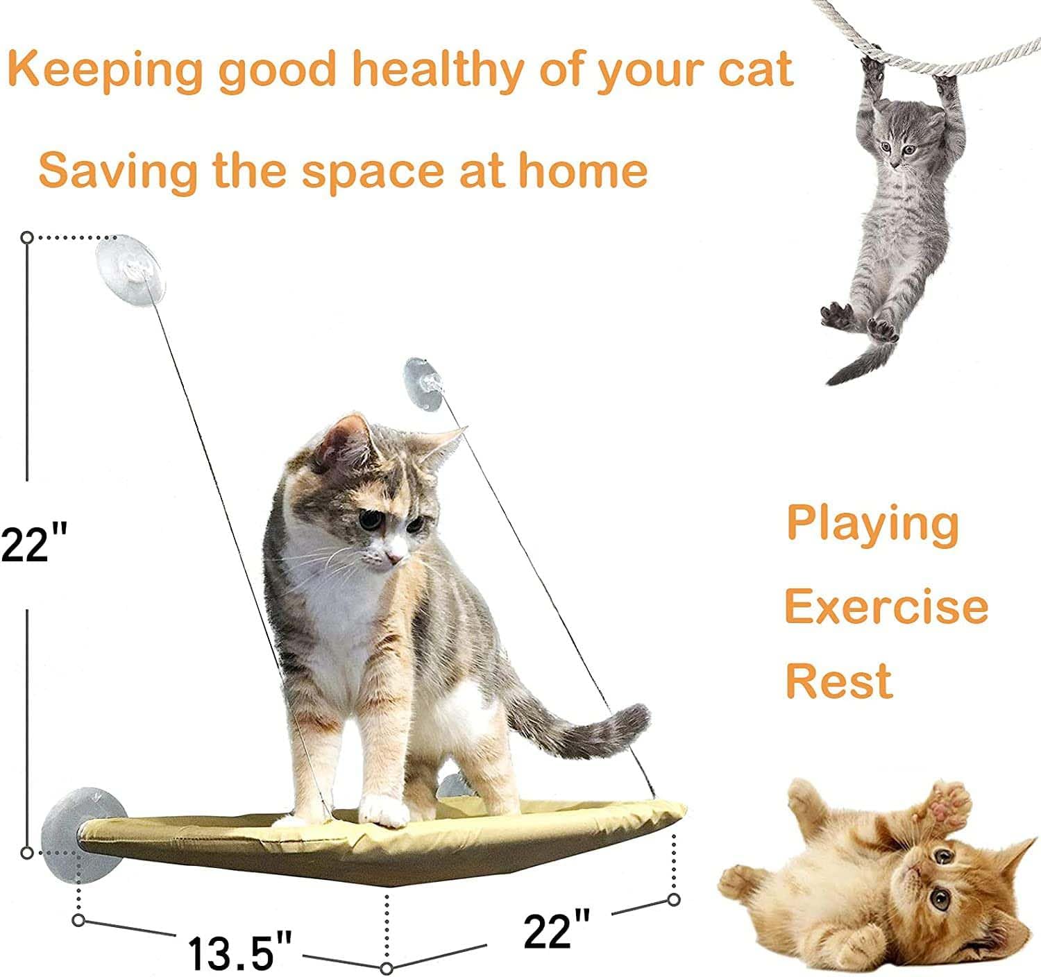 Jinrui-T Cat Hammock For Window Cat Window Bed Cat Window Perch For Indoor Cats Suction Cups Cat Window Hammock Space Saving Window Seat For Cats Inside (Black)