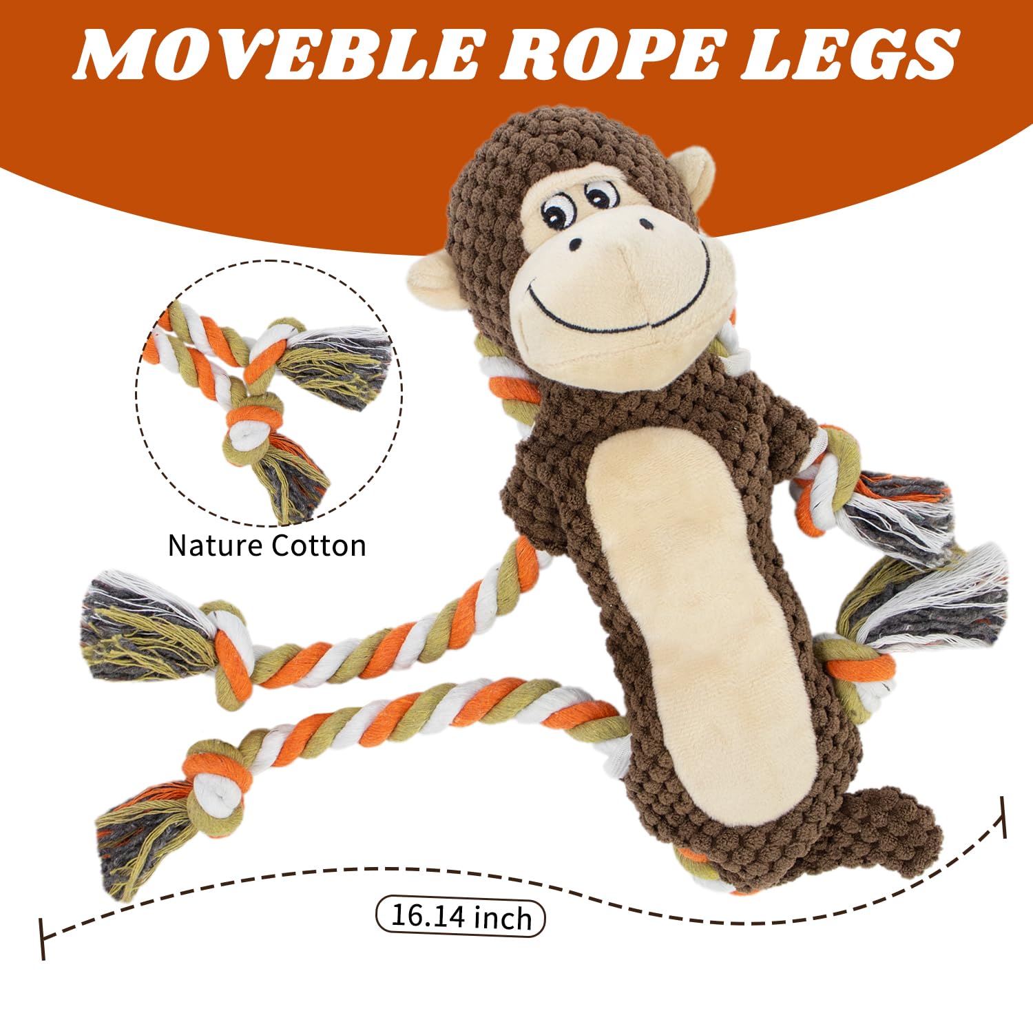 Cneeeeeb Squeaky Durable Dog Toy Large Breed, Tug Of War Dog Interactive Toy, Stuffed Plush Puppy Toy With Crinkle Paper For Sma