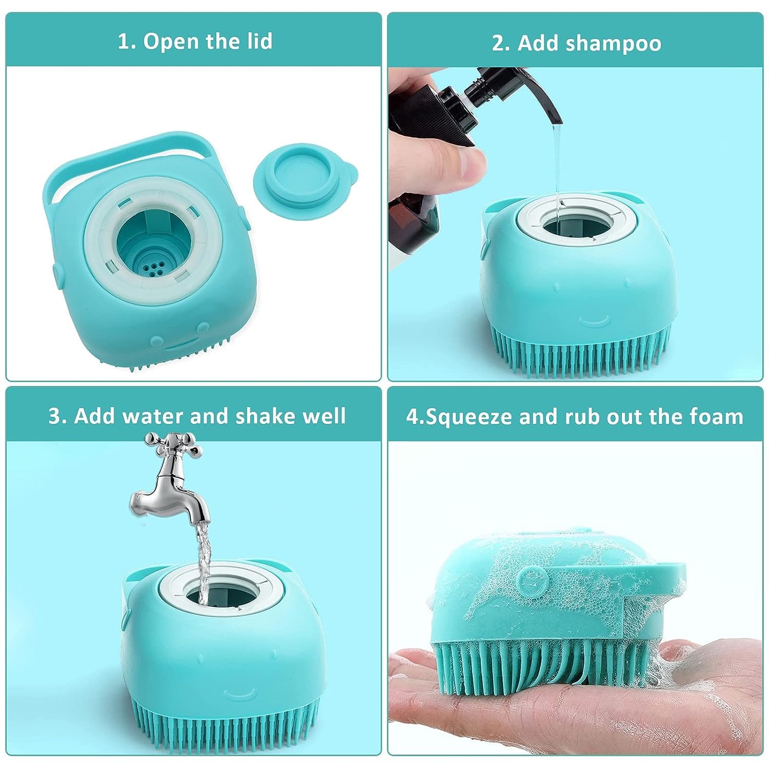 Qubccum 7Pcs Pet Grooming Kit, Self-Cleaning Brush Shedding Kit With Nail Clipper, Flea Comb, Shampoo Bath Brush, Finger Toothbr