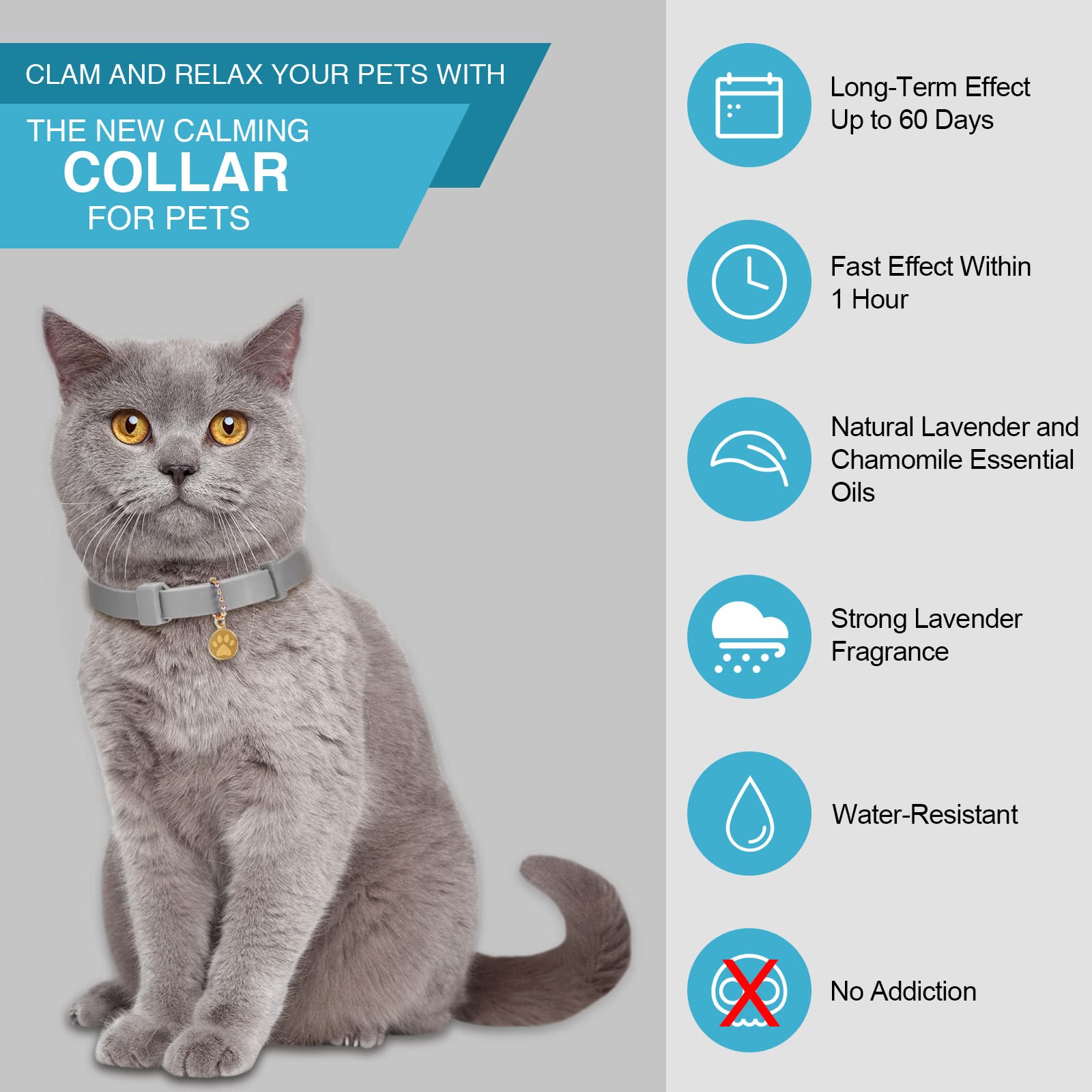 4 Pcs Cat Calming Collar Adjustable Lavender Scent Relaxing Cat Collar With 2 Pendant For Puppies Reduce Stress Aggression Anxio