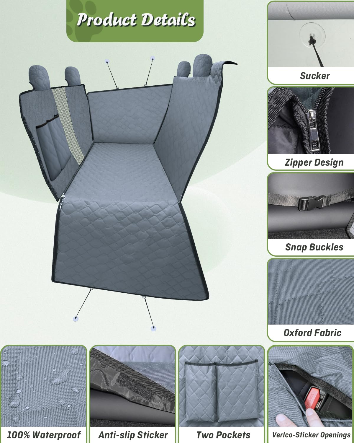 Shademax Custom For Tesla Model Y Dog Car Seat Cover For Back Seat, Dog Back Seat Pet Mat Protector With Pockets For Model Y Acc