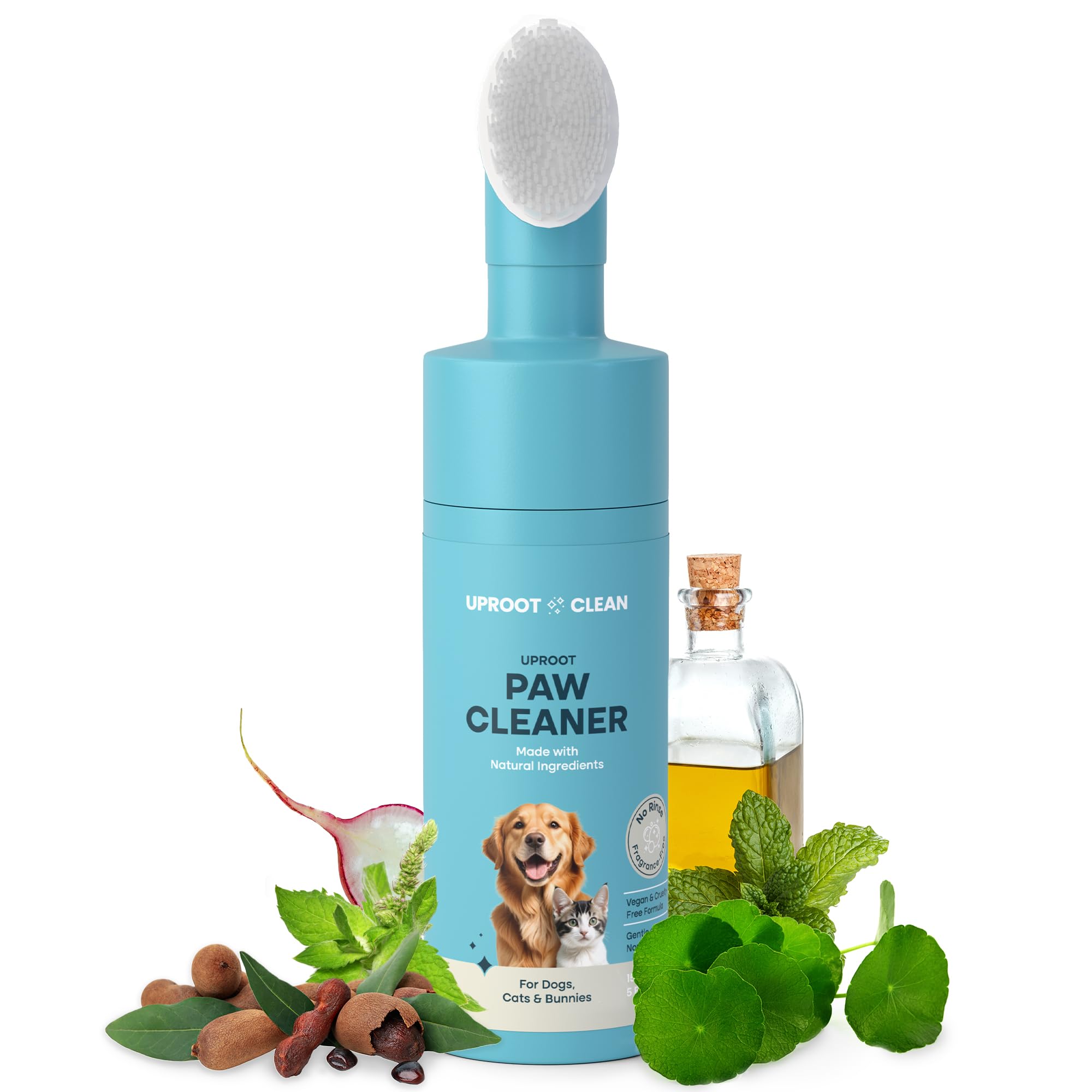 Uproot Clean Dog Paw Cleaner - No-Rinse Paw Cleaner for Dogs - Easy Dog Foot Washer with Bristle Brush - Fragrance-Free Foot Scr