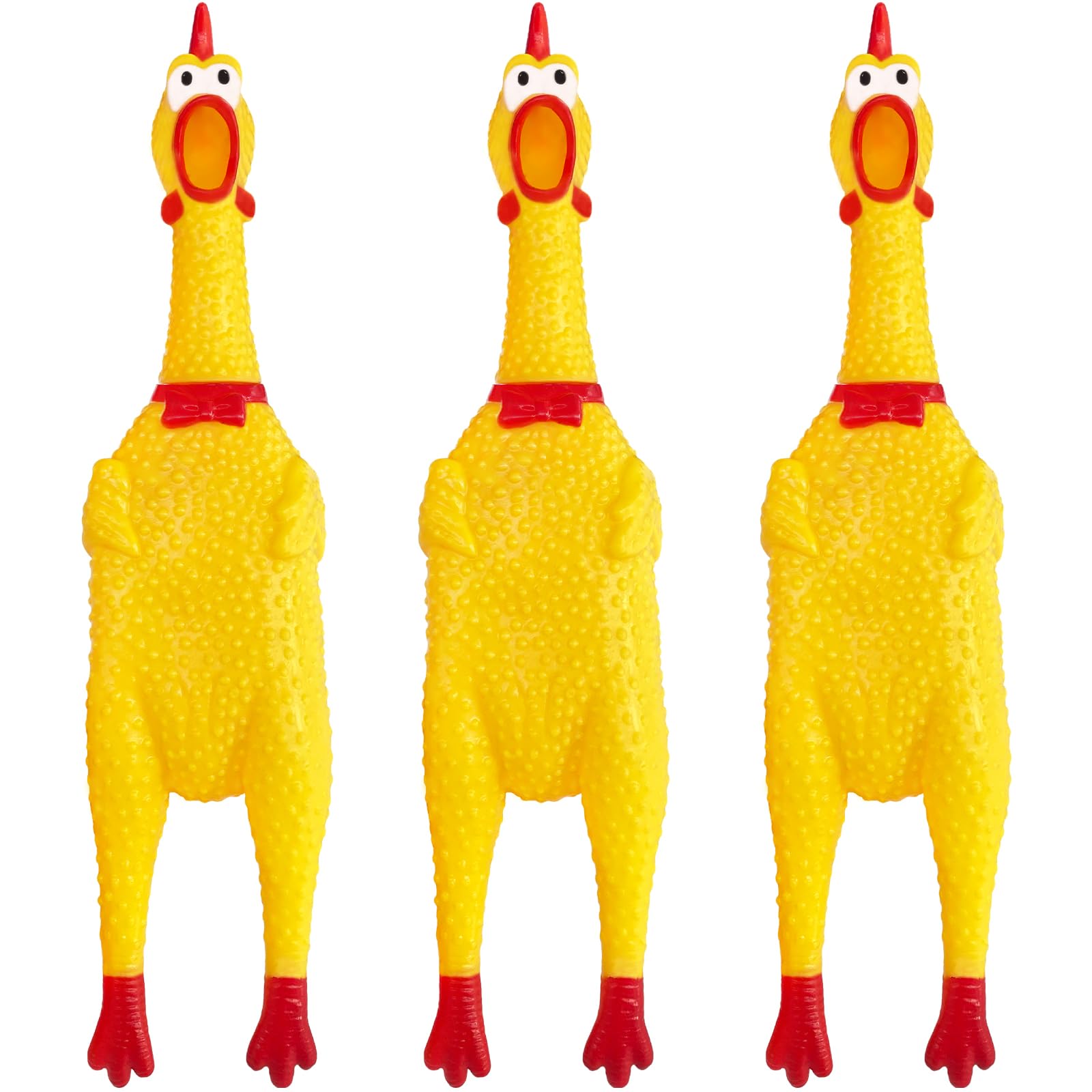 3 Pcs Large Squeeze Rubber Chicken,Yellow Screaming Chicken Dog Toys,Squawking Chicken Toys,Rubber Squeaky Chicken Toys for Dogs