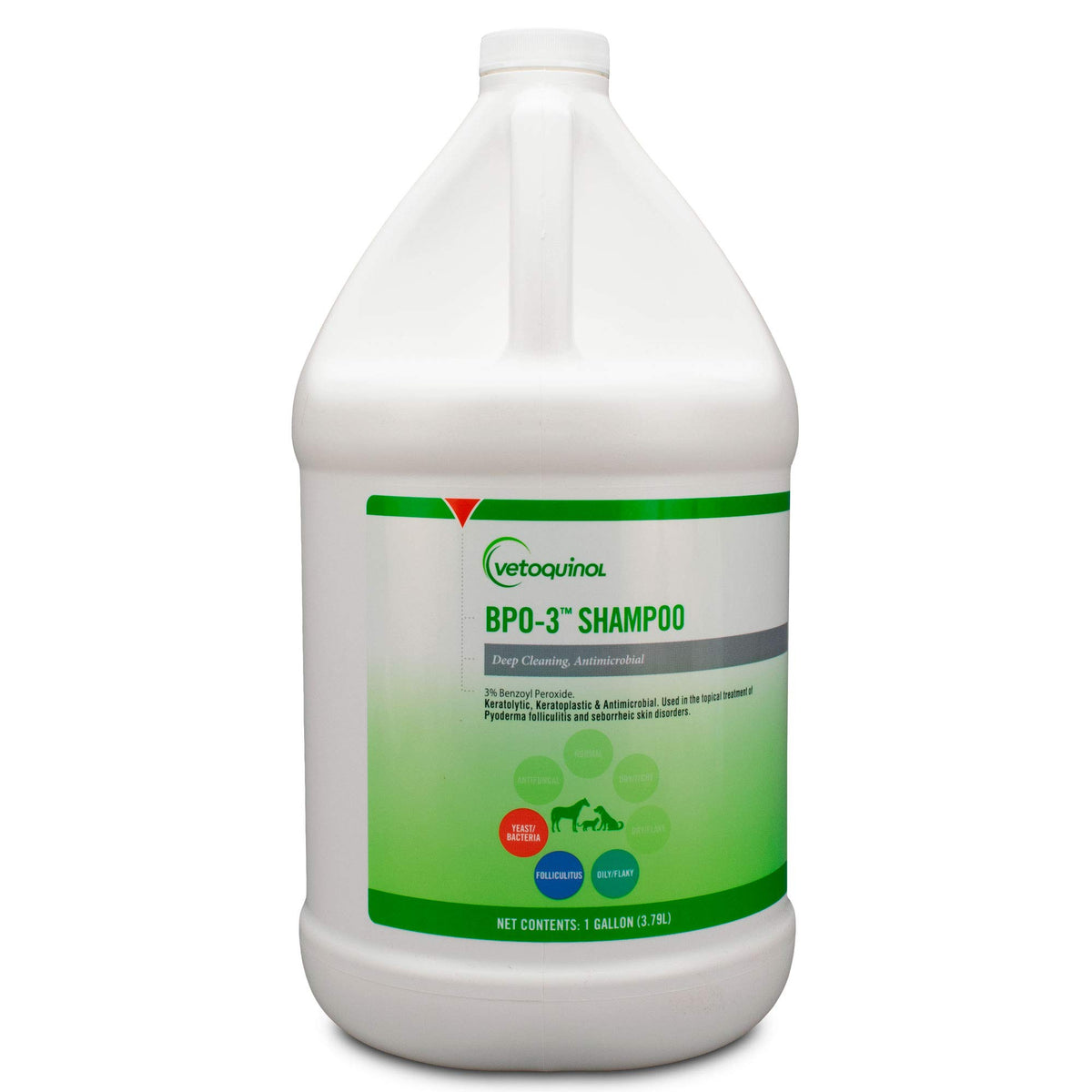 Vetoquinol Bpo-3 Shampoo For Dogs, Cats & Horses (3% Benzoyl Peroxide) - 128Oz - Deep Cleaning, Medicated Shampoo Opens & Flushe