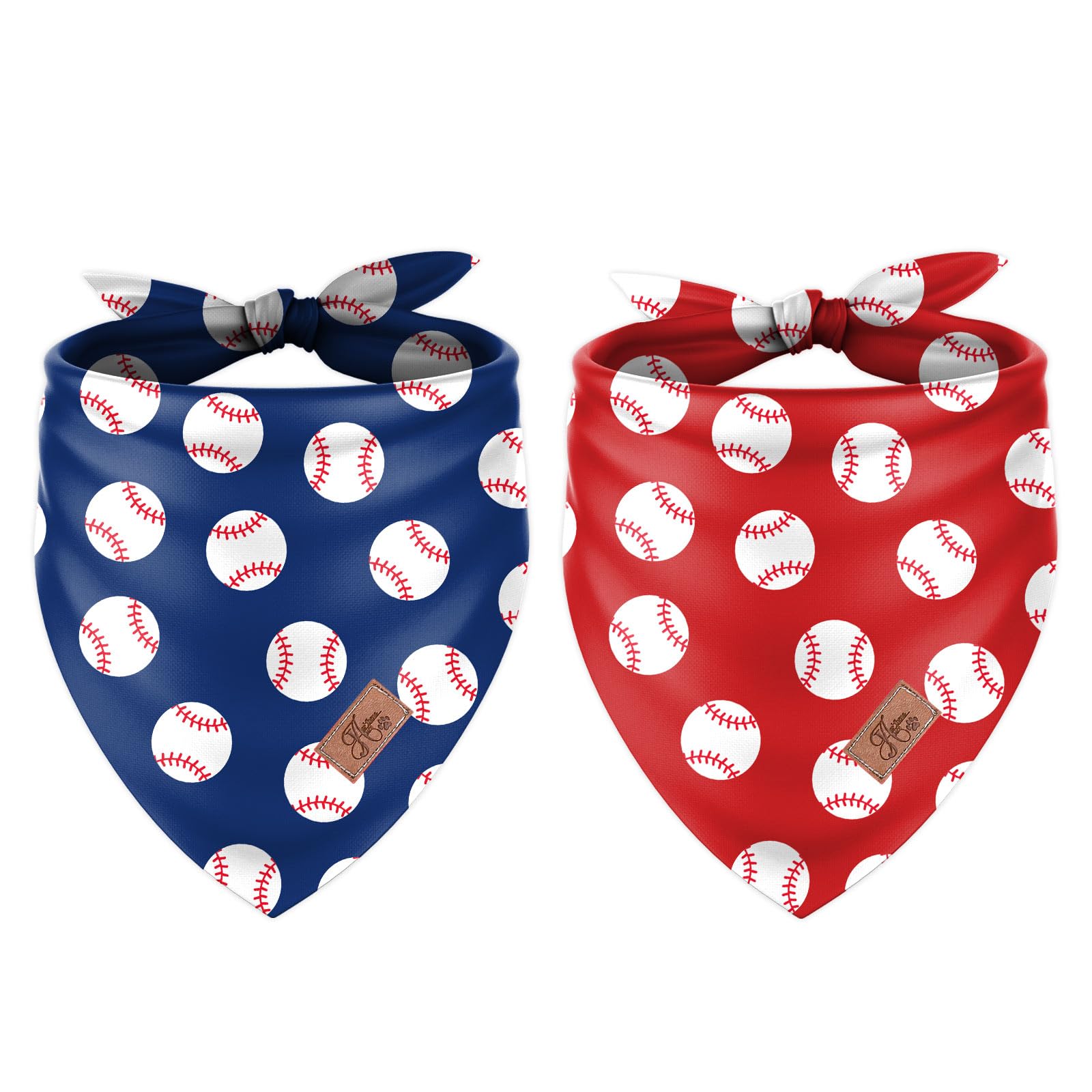 2Pcs Baseball Dog Bandana Red Blue Sports Ball Theme Triangle Pet Scarf Cute Adjustable For Pet Birthday Party Costume Accessori