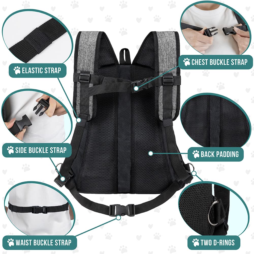 Petami Dog Front Carrier Backpack, Adjustable Pet Cat Chest Ventilated Dog Carrier For Hiking Camping Travel, Small Medium Puppy