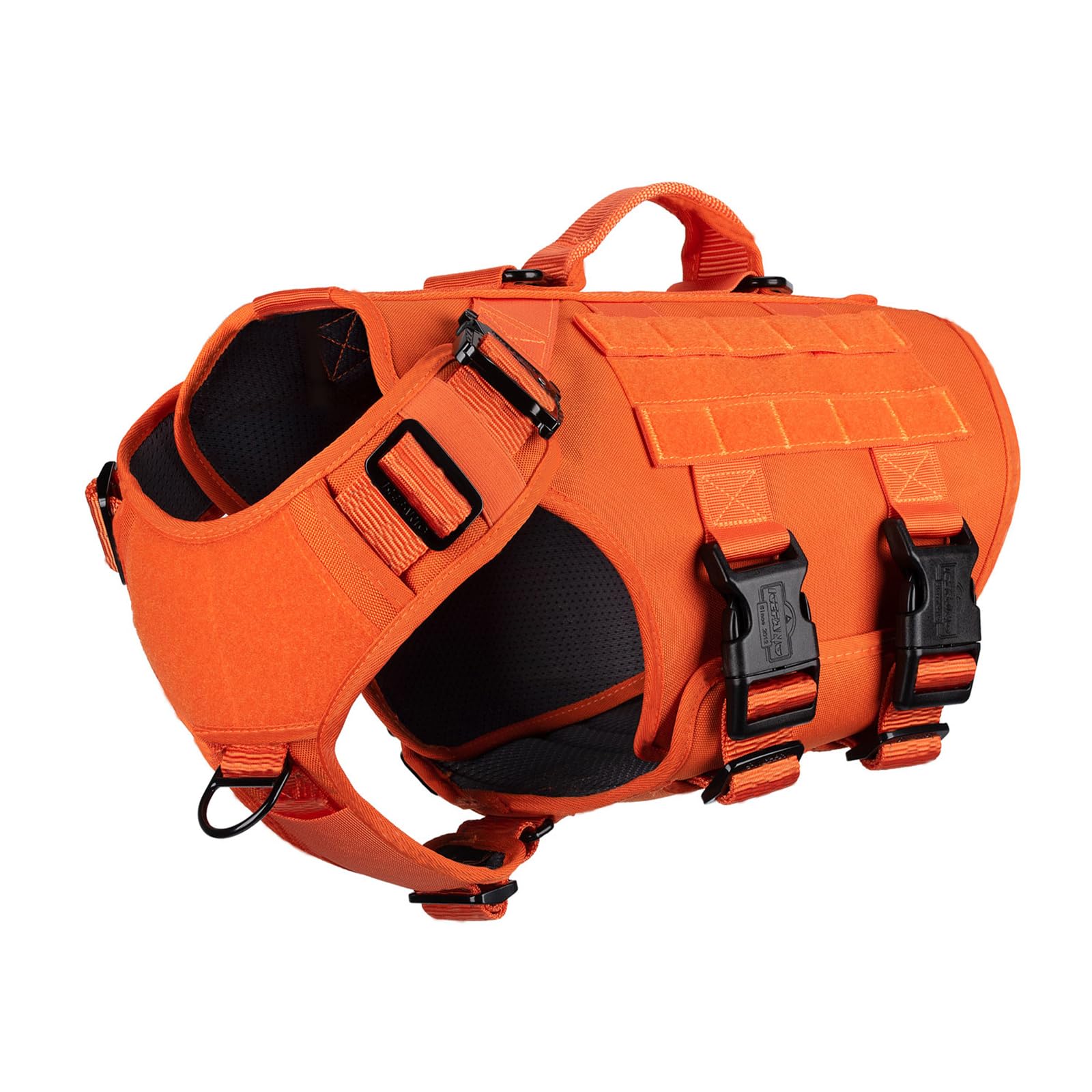 Icefang Tactical Dog Operation Harness With 6X Buckle,Dog Molle Vest With Handle,3/4 Body, Hook And Loop Panel For Id Patch,No Pulling Front Clip (Xl (Neck 19'-29'; Chest 31'-40'), Safety Orange)