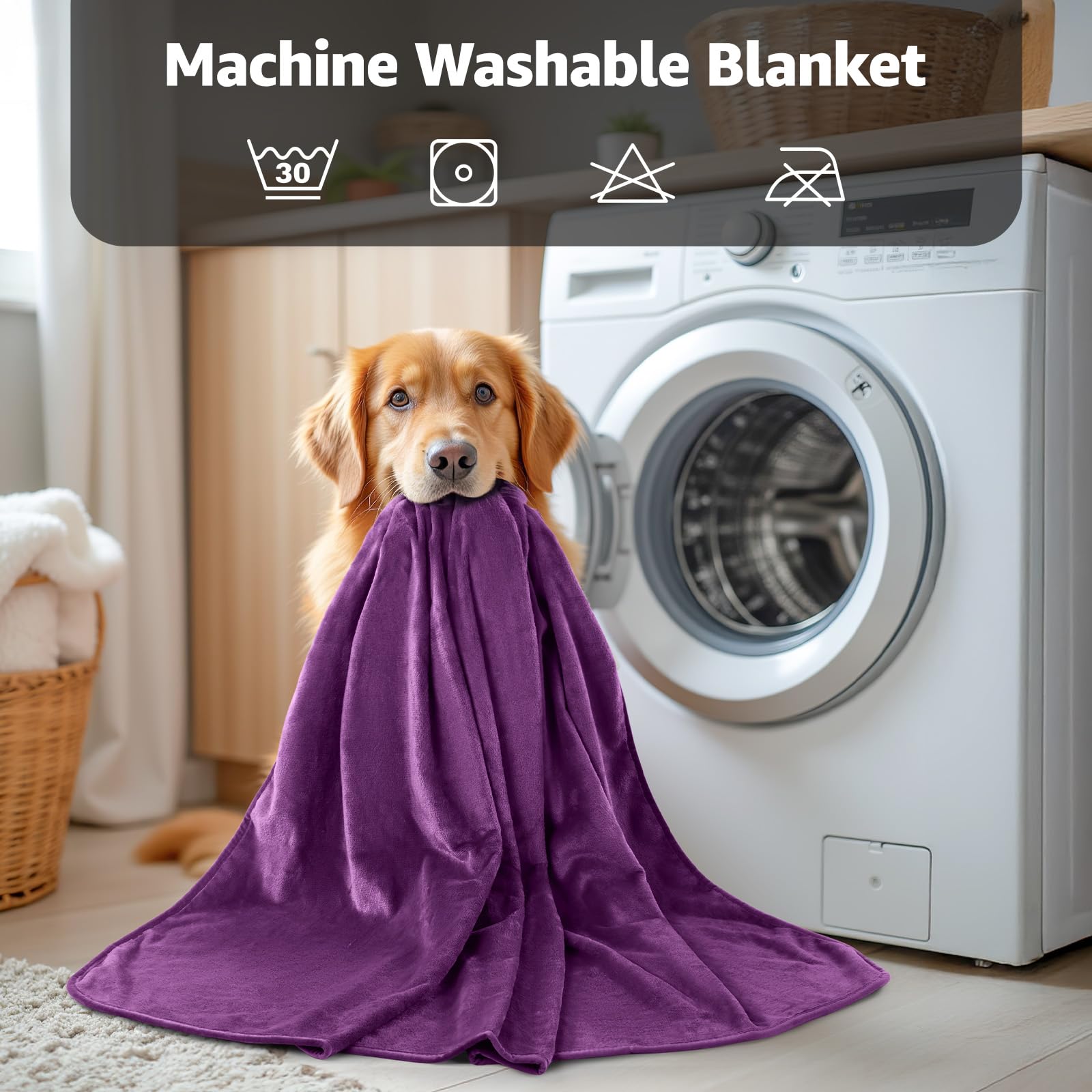 Loobani Dog Blanket Waterproof For Bed: Spill-Proof Puppy Blankets For Medium Large Dogs Washable, Reversible Soft Flannel Dog T