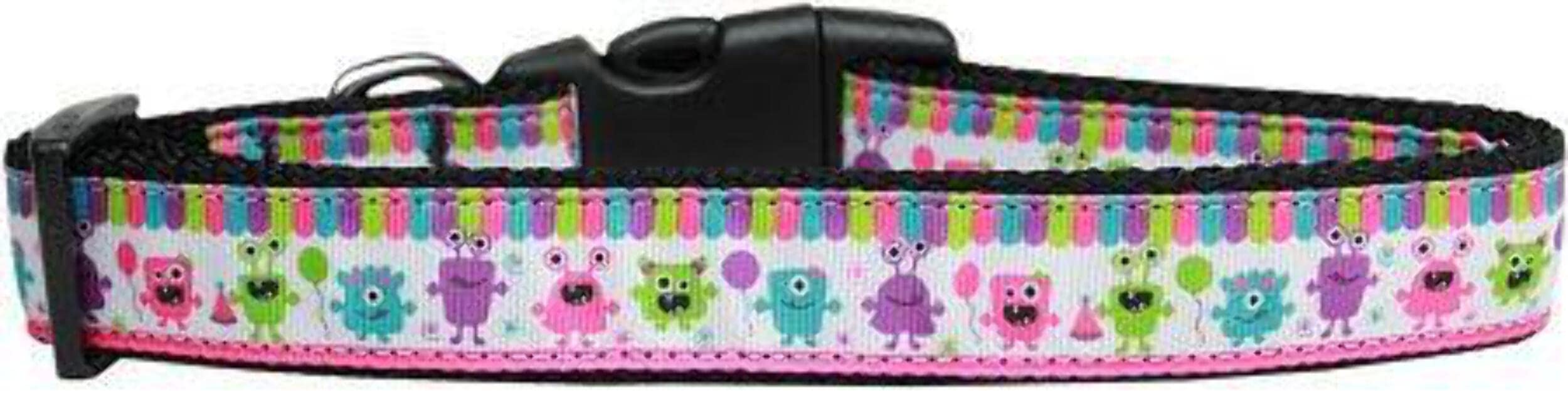 Pet Dog & Cat Nylon Collar or Leash, "Party Monsters" 1" w x 4 ft. leash