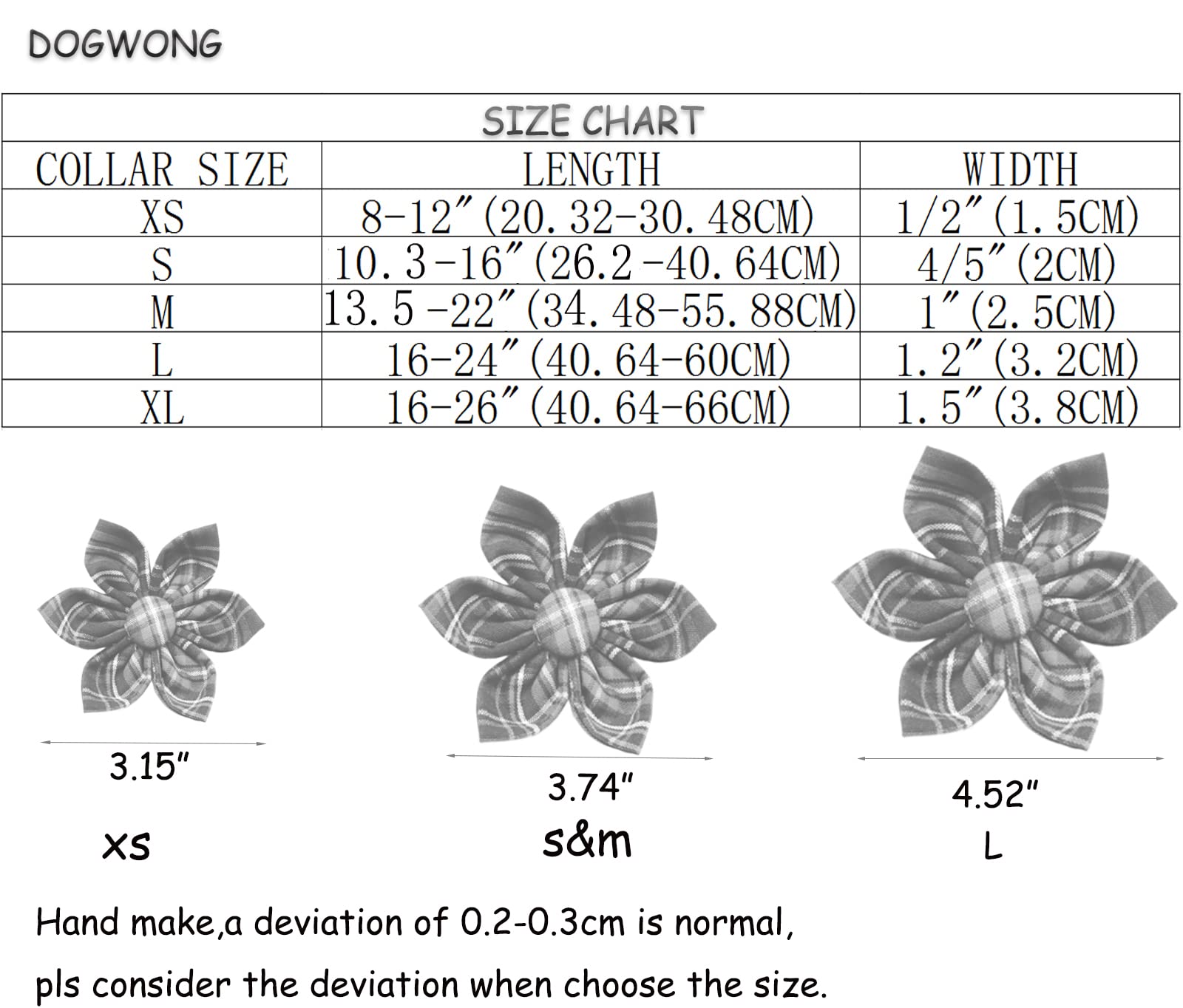 Dogwong Christmas Dog Collar With Flower, Red Plaid Dog Collar Soft Durable Adjustable Cotton Red Green Tartan Puppy Collar For Small Medium Large Dog