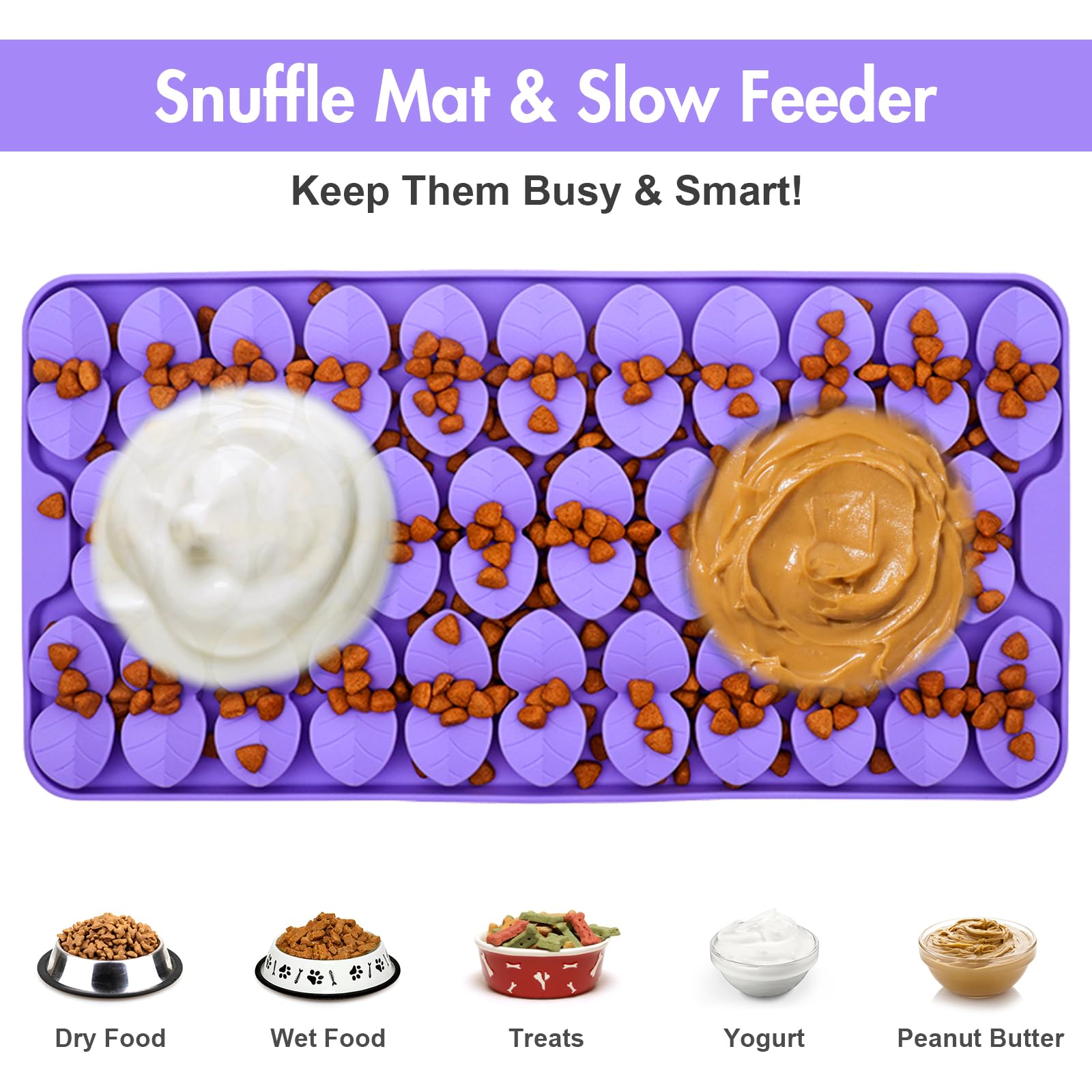 Ourmiao Silicone Snuffle Mat For Large Dogs, Dog Lick Mat Slow Feeder, Pet Licking Treat Mat With Suction Cups For Smell Trainin