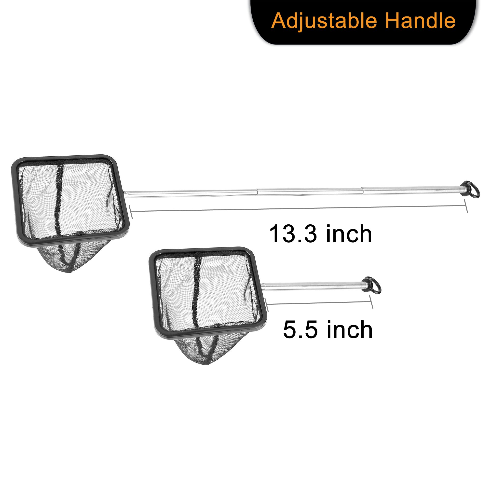 Filhome Aquarium Net with Extendable Stainless Steel Long Handle, Fine Mesh for Fish Tank, Betta Net (2.8 inch)