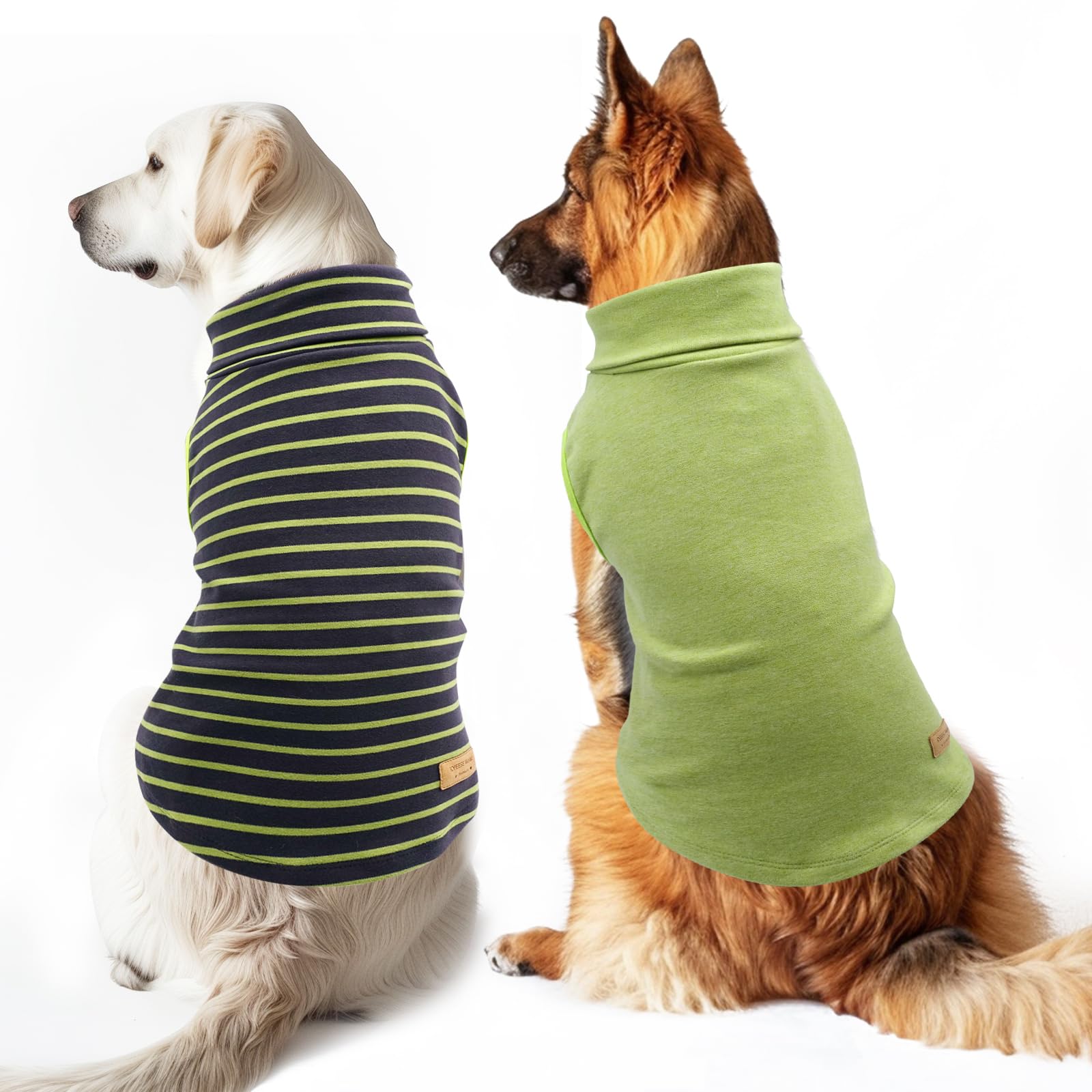 Kyeese 2Pack Dog Sweater Pullover Large Dog Sweater Soft Dog Sweatshirt Stretchy Dog Sweater Large Size Dog Turtleneck Dog Coats