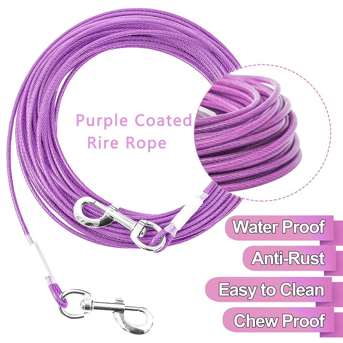 Mi Metty Tie Out Cable For Dogs,10Ft Dog Leads,Heavy Duty Tie Out Cable For Large Dogs Up To 125Lbs,Durable Dog Runner Tether Li