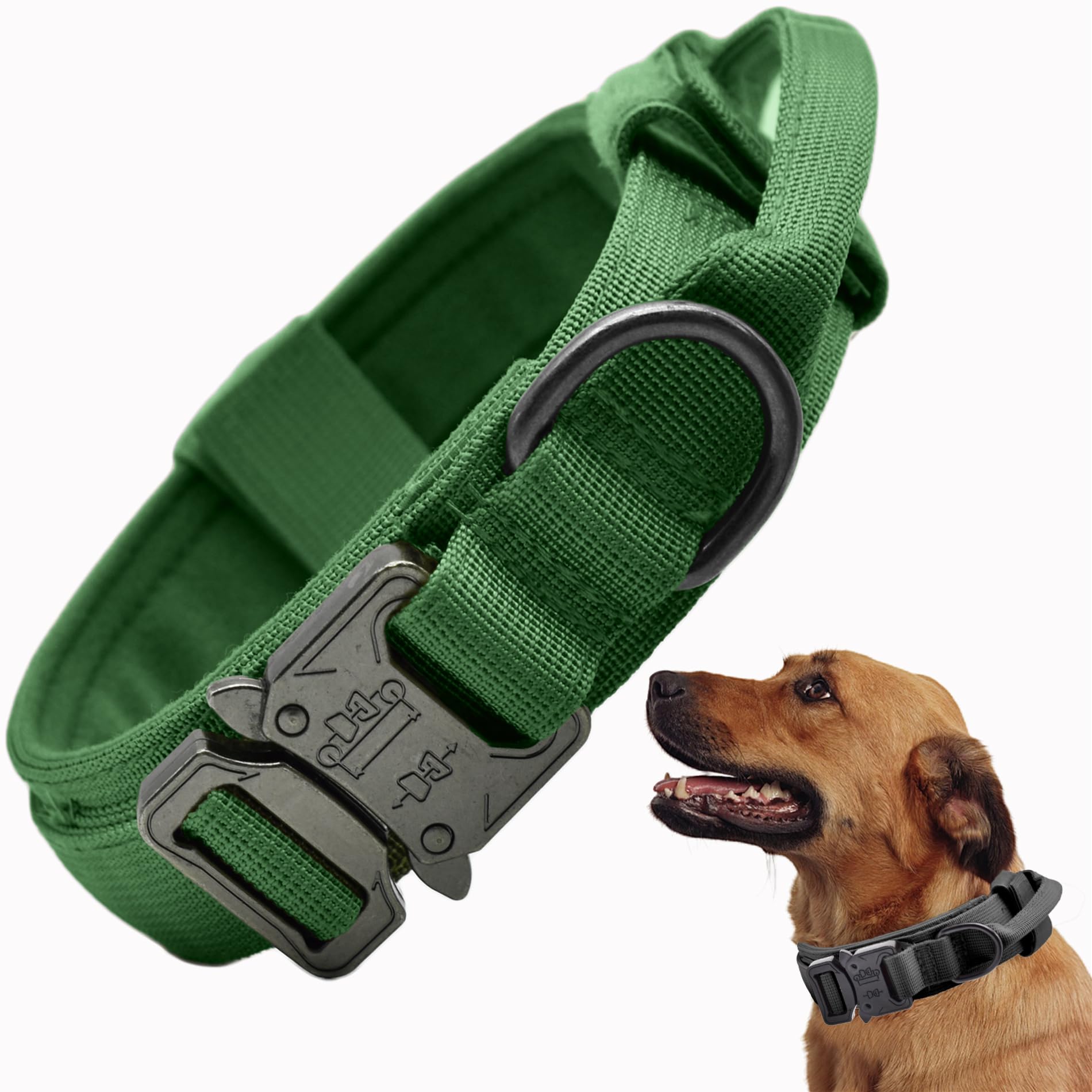 Tactical Dog Collar, Adjustable Military Training Nylon Dog Collar With Control Handle And Heavy Quick-Release Metal Buckle For 