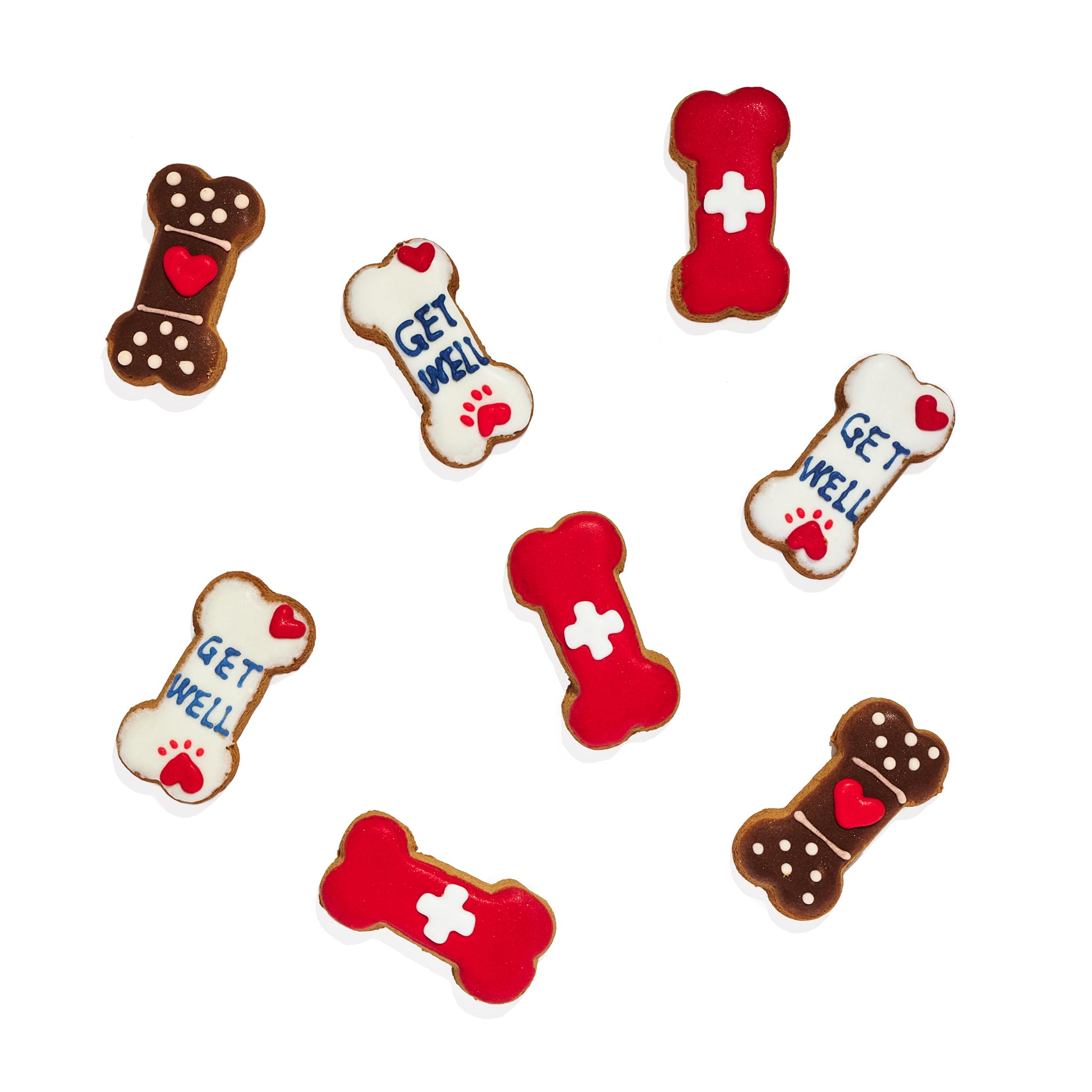 Thoughtfully Get Well Dog Cookies Gift Set - 8 Crunchy Treats, Hand Decorated Biscuits to Brighten Their Day