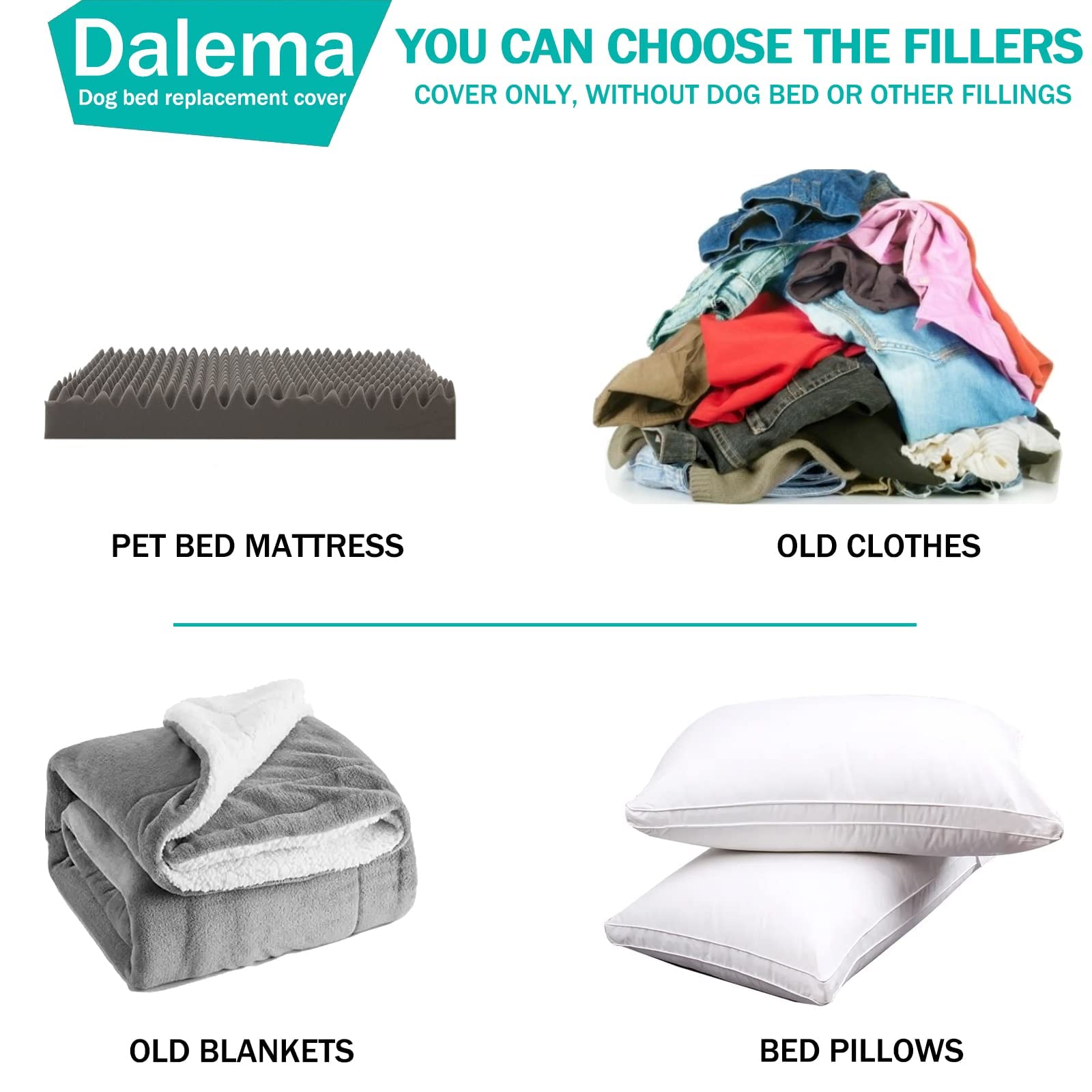 Dalema Dog Bed Cover 36L X 27W X 4H Inch,Heavy Duty Durable Waterproof Fluffy Soft Short Plush Replacement Dog Bed Covers,Washable Removable Pet Bed Mattress Cover With Zipper.Grey,Cover Only.