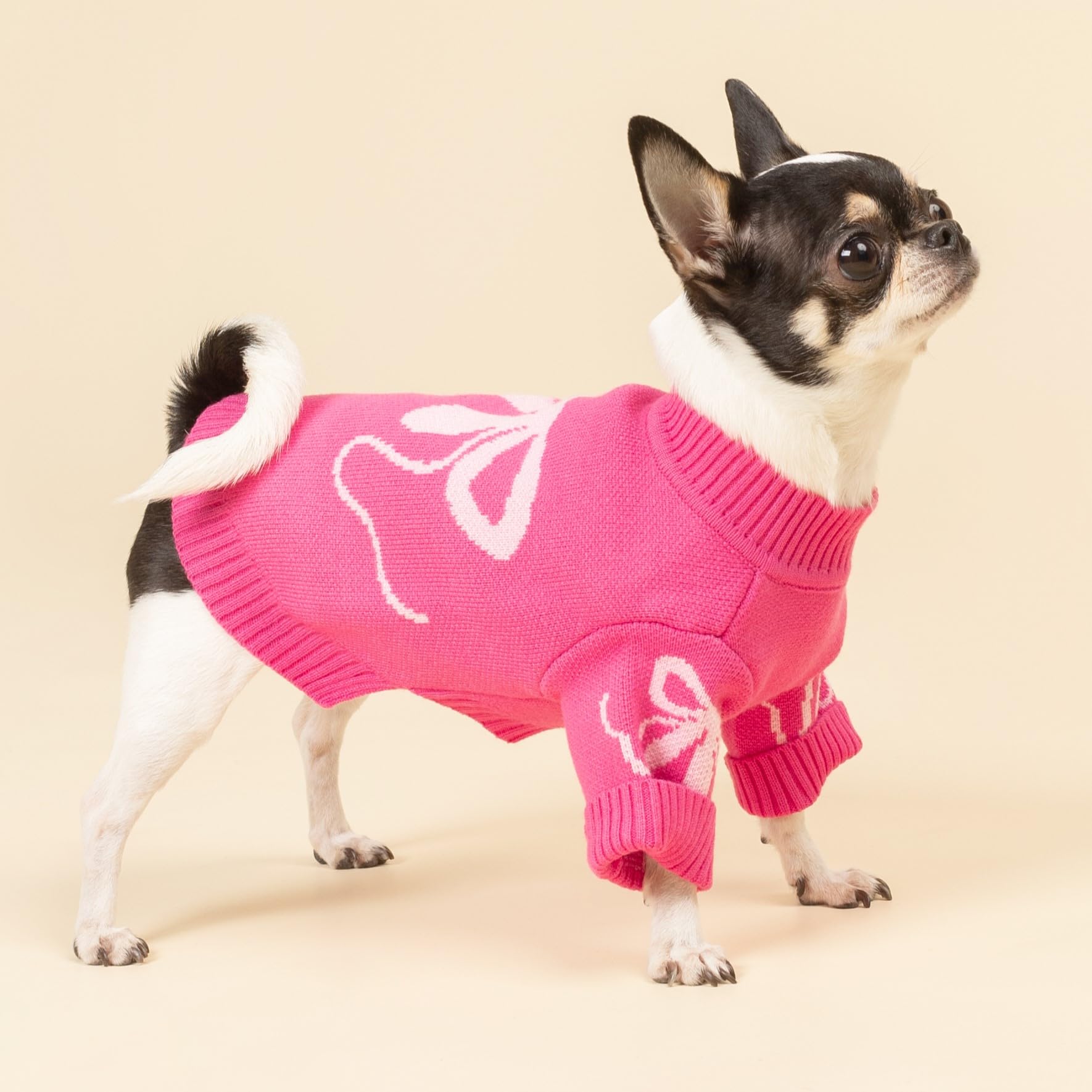 Fitwarm Bowknot Valentines Dog Sweater, Thermal Dog Winter Clothes For Small Dogs Girl, Charming Dog Valentines Outfit, Doggy Pu