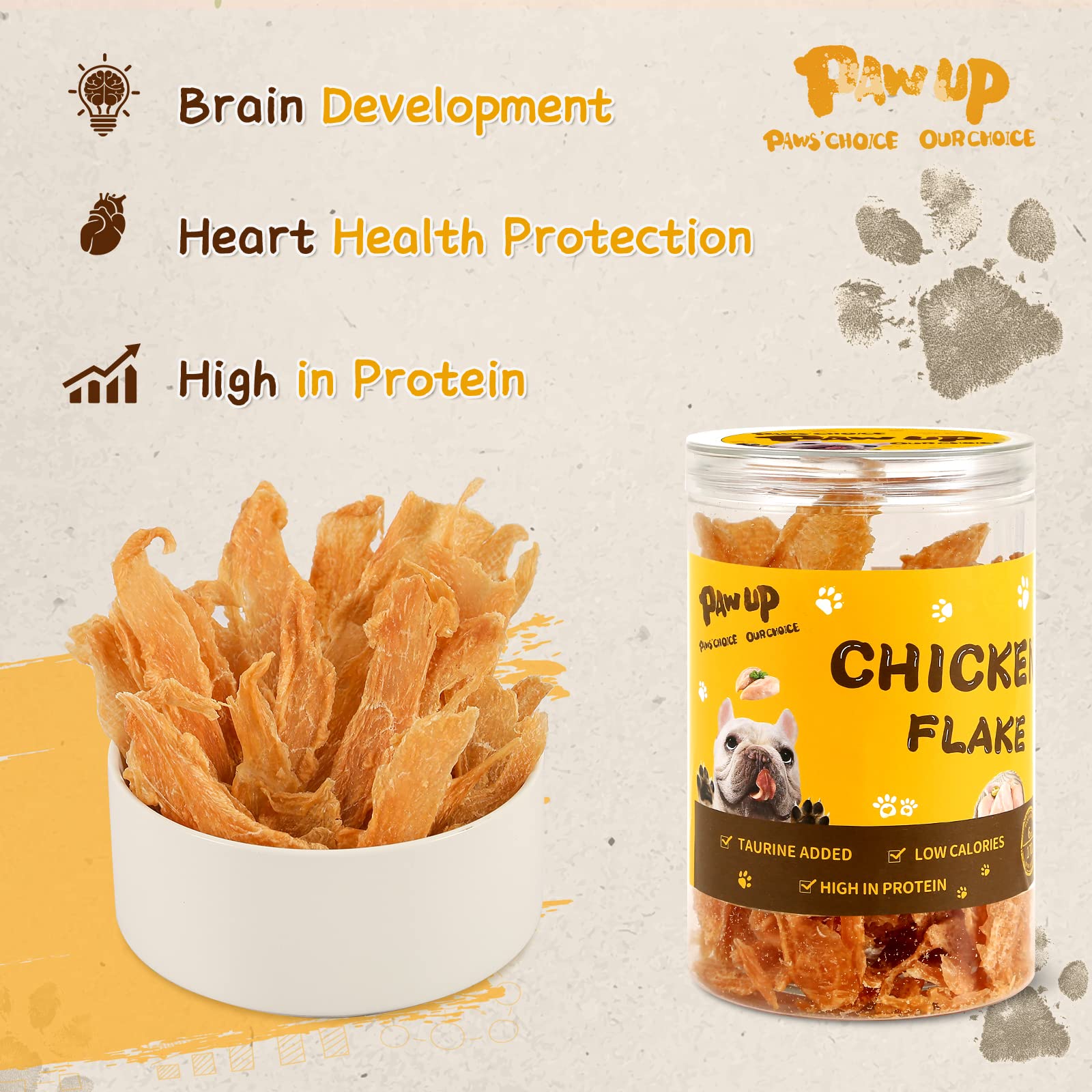 PAWUP Chicken Jerky Crisp Flakes for Dog Treats, 1% Taurine Added, 6oz (170g), Chip Jerky, High Protein Chicken Dog Training Rew