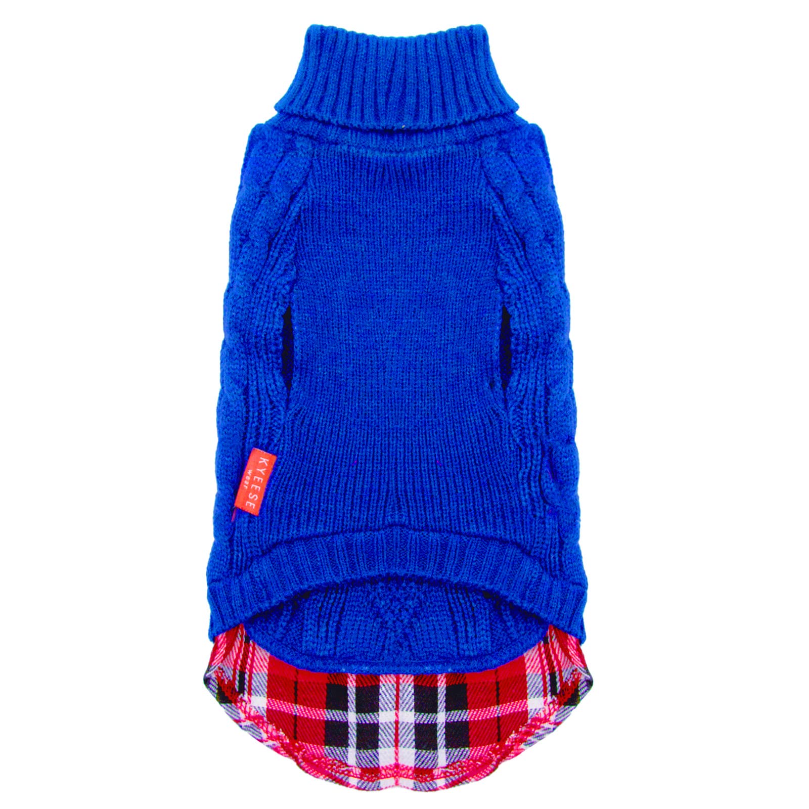Kyeese Dog Sweater With Leash Hole For Small Medium Dogs Turtleneck Knitwear Pullover Warm Dog Clothes, Royal Blue, Xl