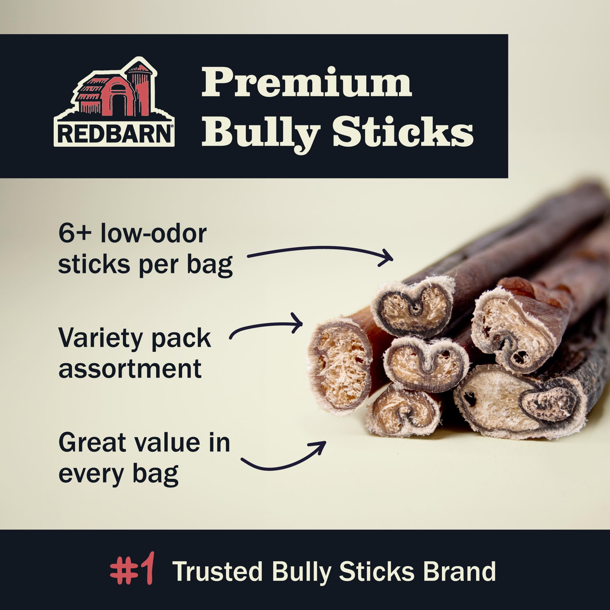 Redbarn Pet Products All Natural 5-8 Bully Sticks for Small & Large Dogs - Healthy Long Lasting Chews Variety Party Pack - 100%