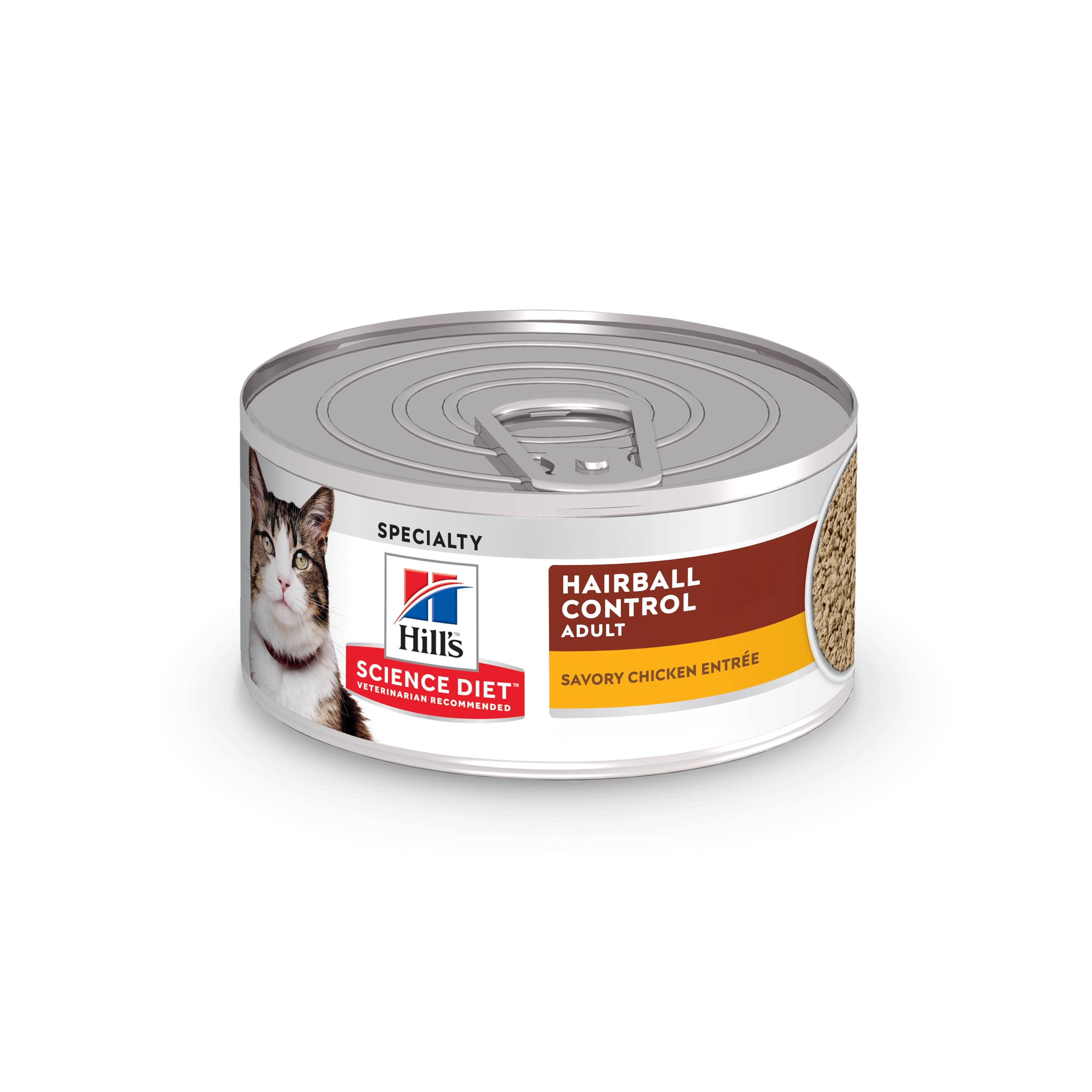 Hills Science Diet Hairball Control, Adult 1-6, Hairball Control Support, Wet Cat Food, Chicken Minced, 5.5 oz Can, Case of 24