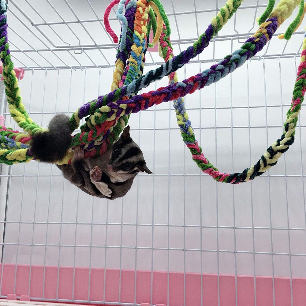 Rioussi Handmade Hanging Sugar Glider And Rat Toys For Climbing/Exercising/Jungle Exploration, Cage Accessories, Random Color, 4 Pack